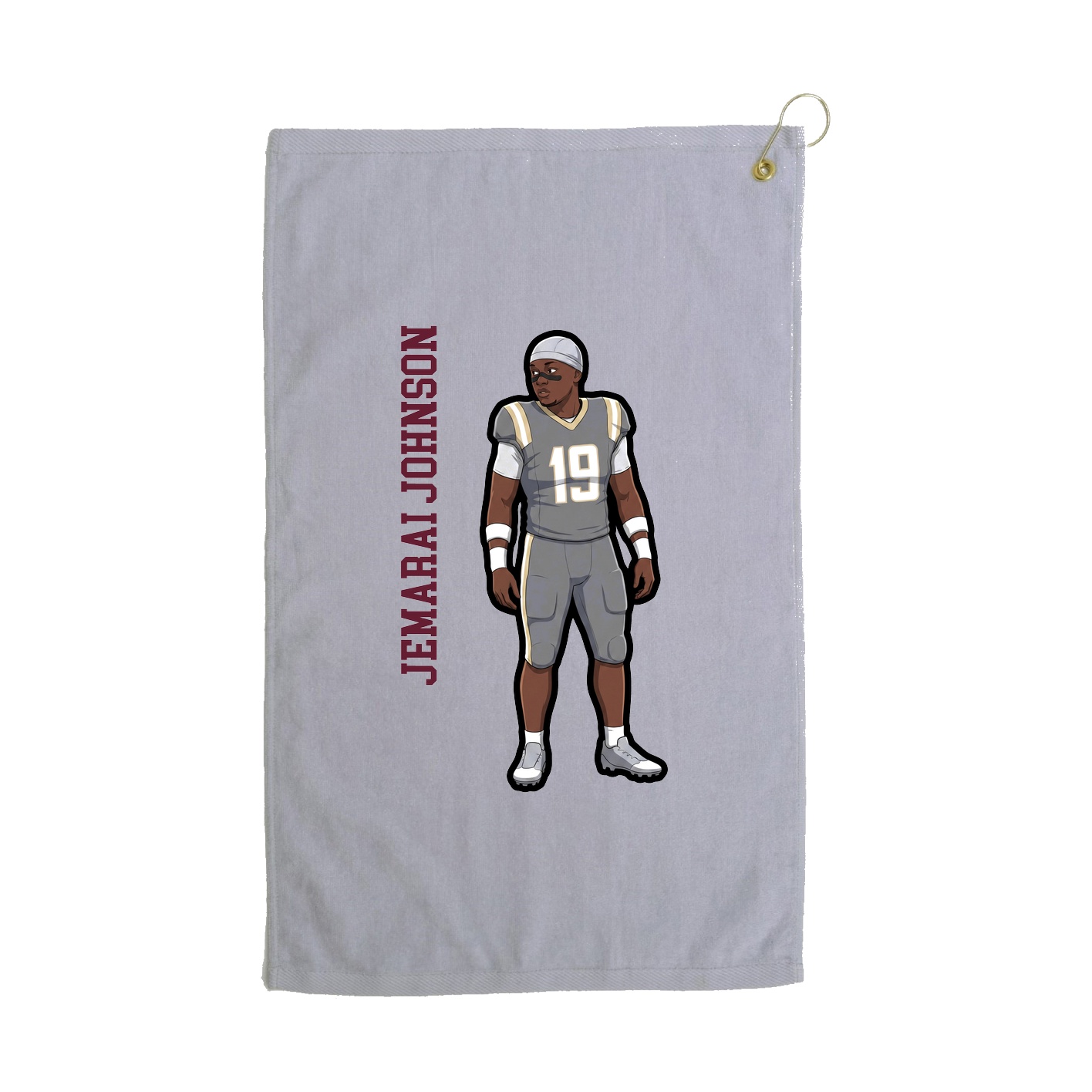 Golf Towel — Name Vertical in Grey