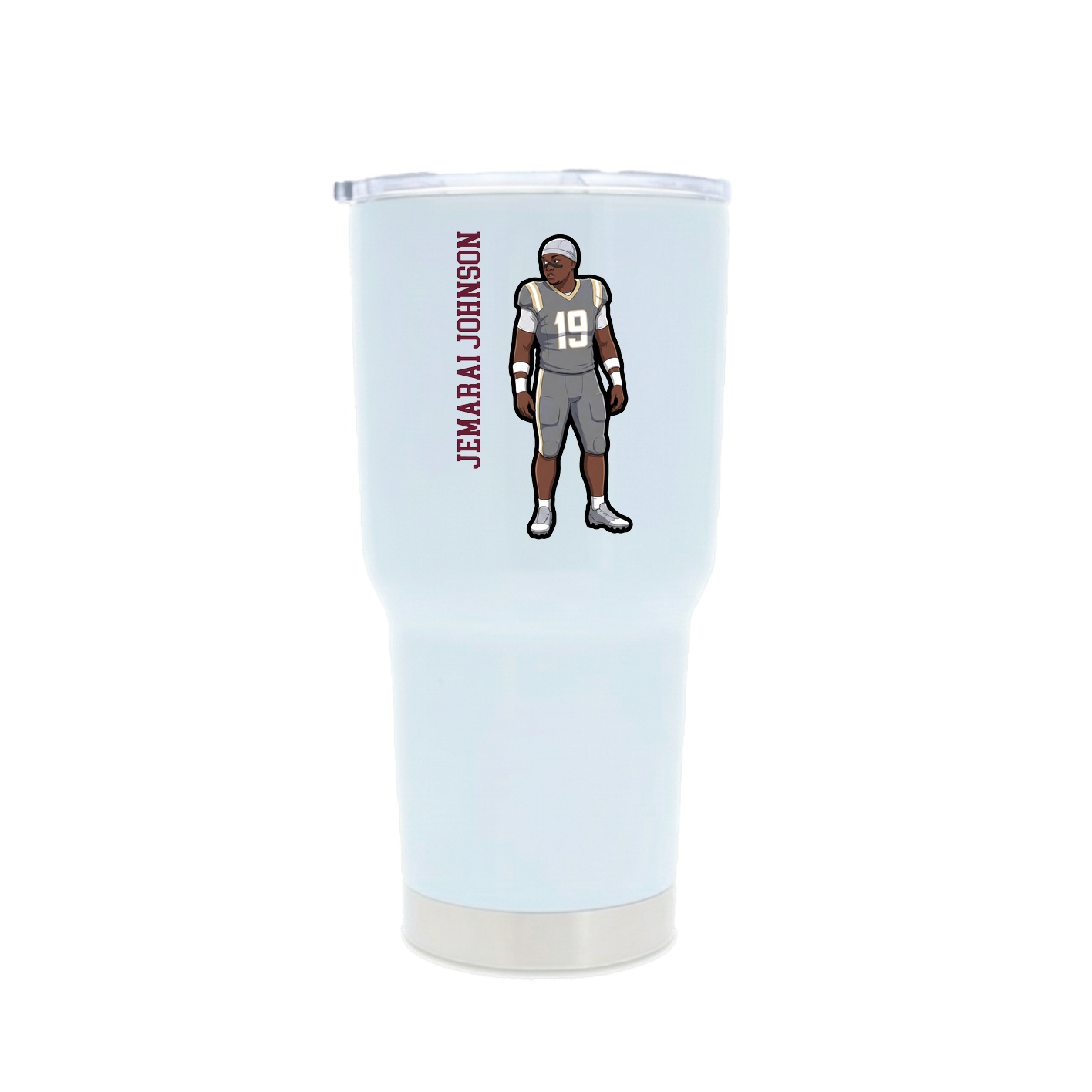 30oz Stainless Steel Tumbler — Name Vertical in White