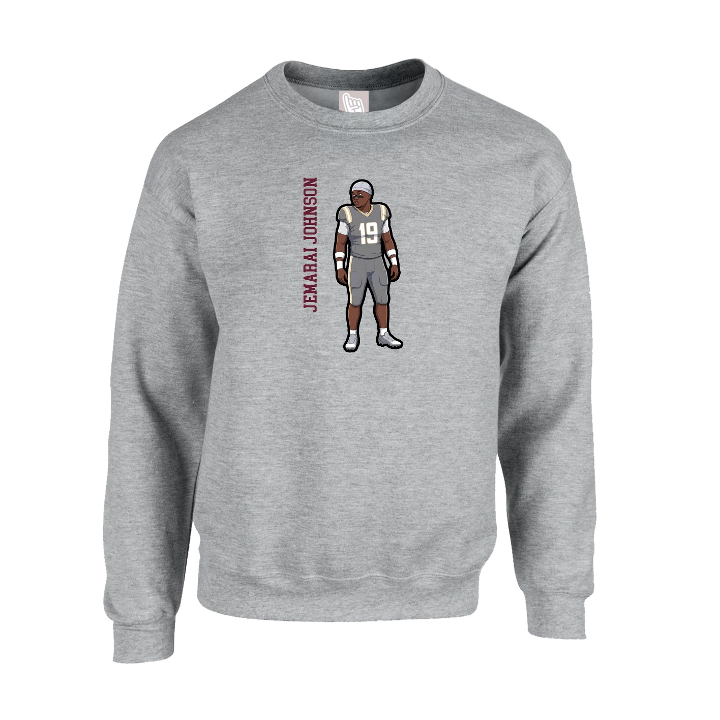 Fleece Crew — Name Vertical in Grey
