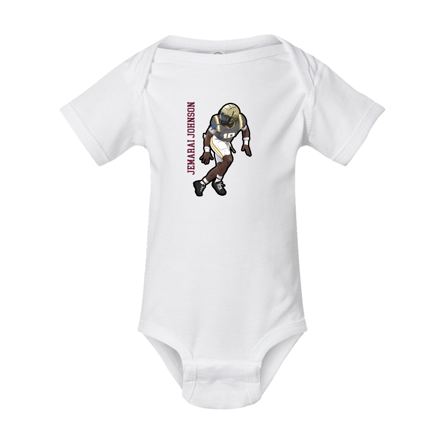 Baby Onesie — Name Vertical in White