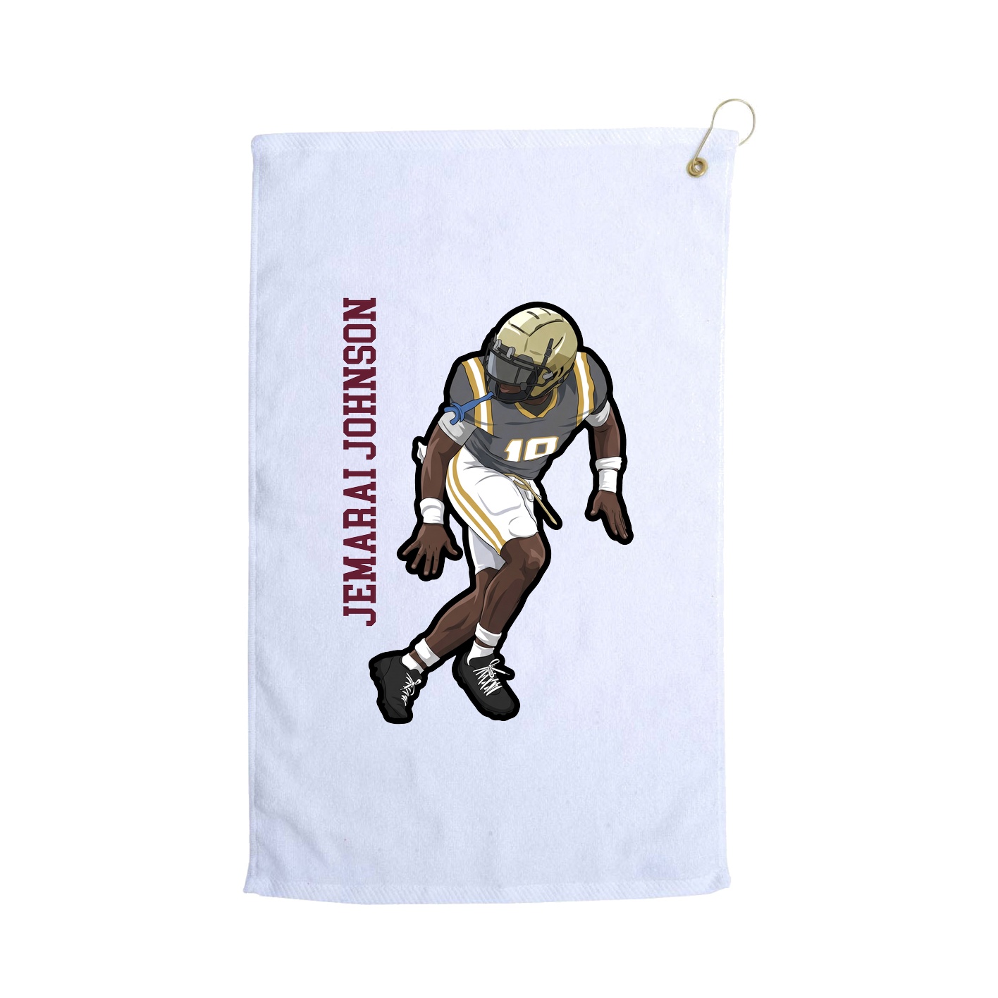 Golf Towel — Name Vertical in White