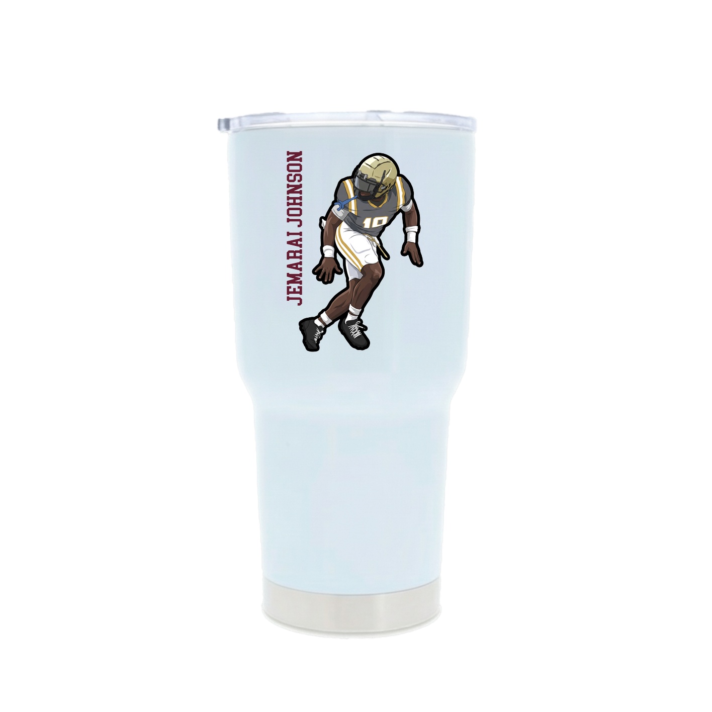 30oz Stainless Steel Tumbler — Name Vertical in White