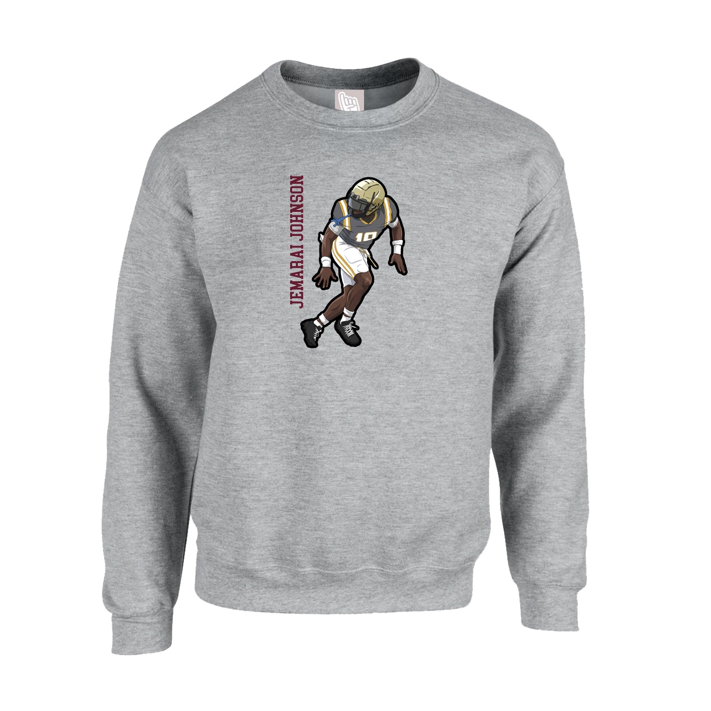 Fleece Crew — Name Vertical in Grey