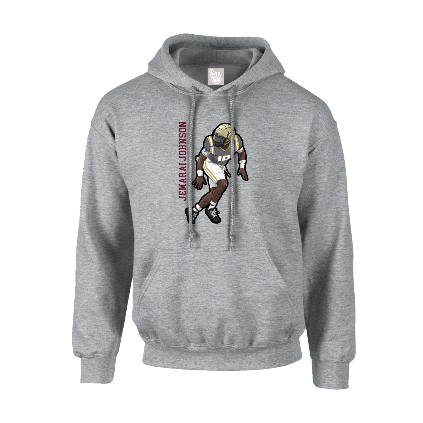 Youth Hoodie — Name Vertical in Grey