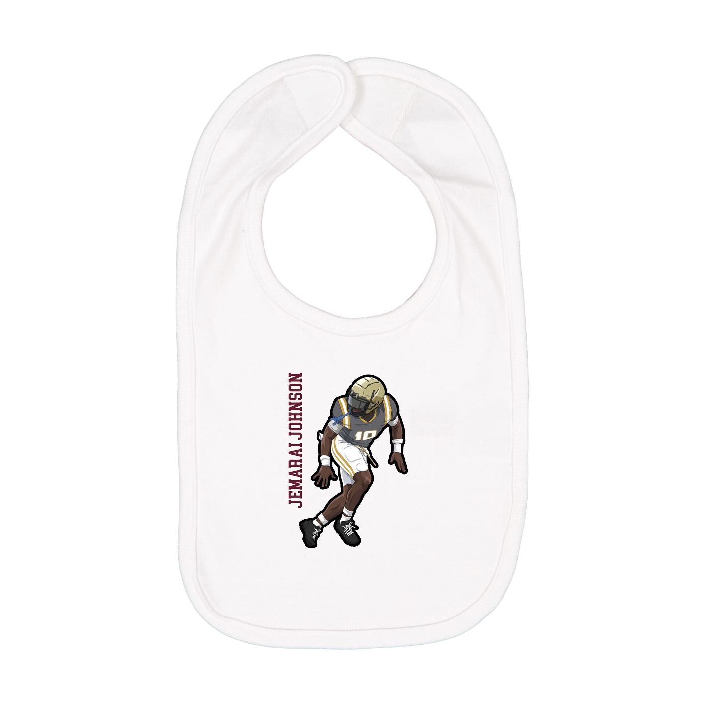 Infant Bib — Name Vertical in White
