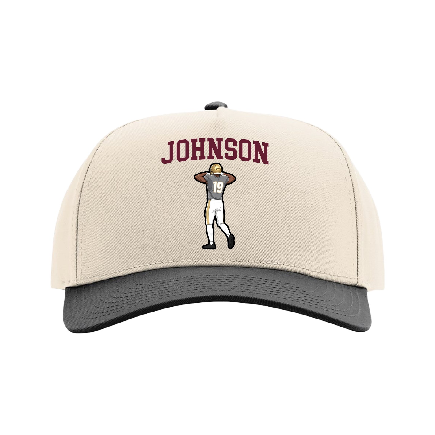 Full Fabric Five-Panel Champ Cap — Shirsey in Cream/Black