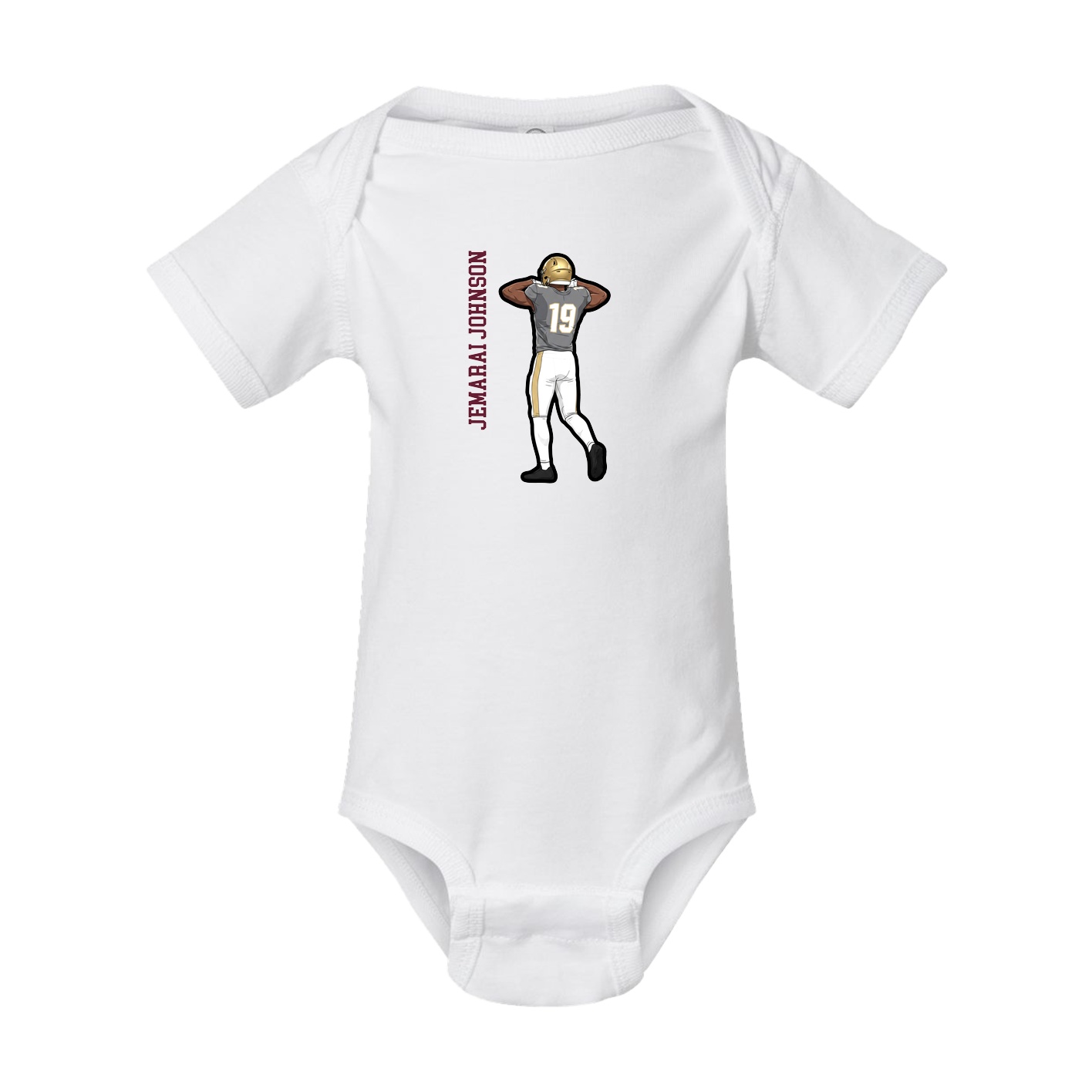 Baby Onesie — Name Vertical in White