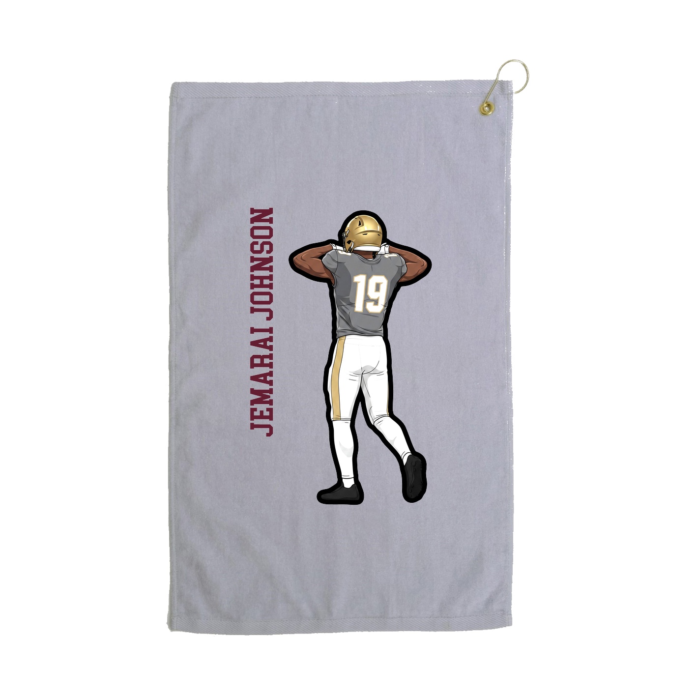 Golf Towel — Name Vertical in Grey