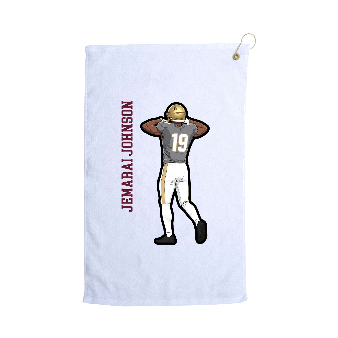 Golf Towel — Name Vertical in White