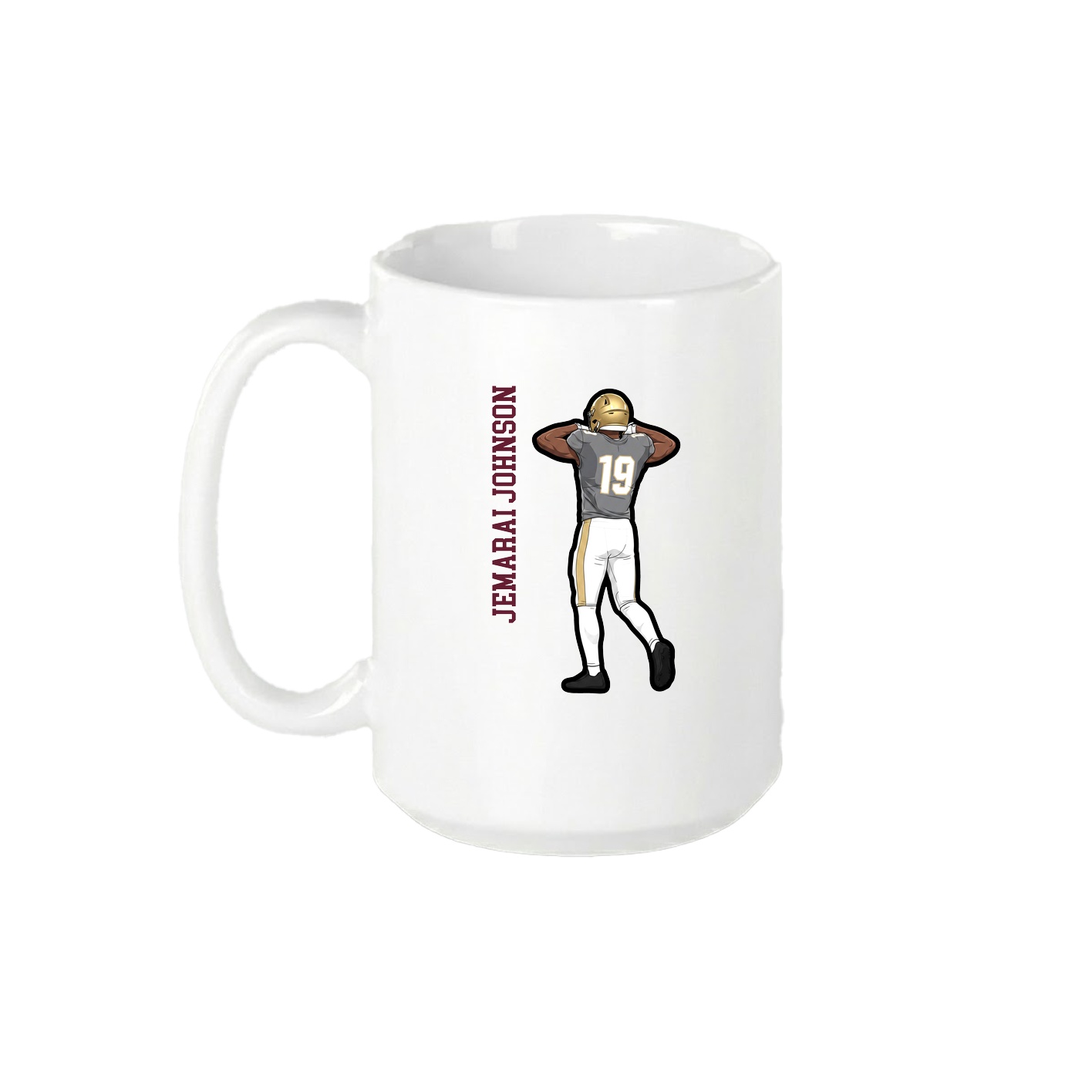 15oz Coffee Mug — Name Vertical in White
