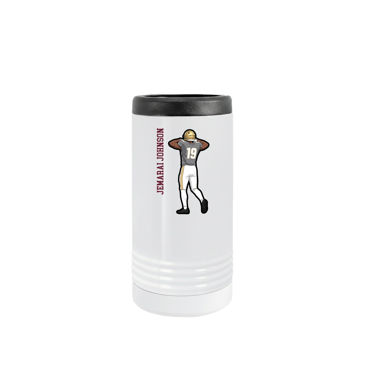 Slim Beverage Holder — Name Vertical in White