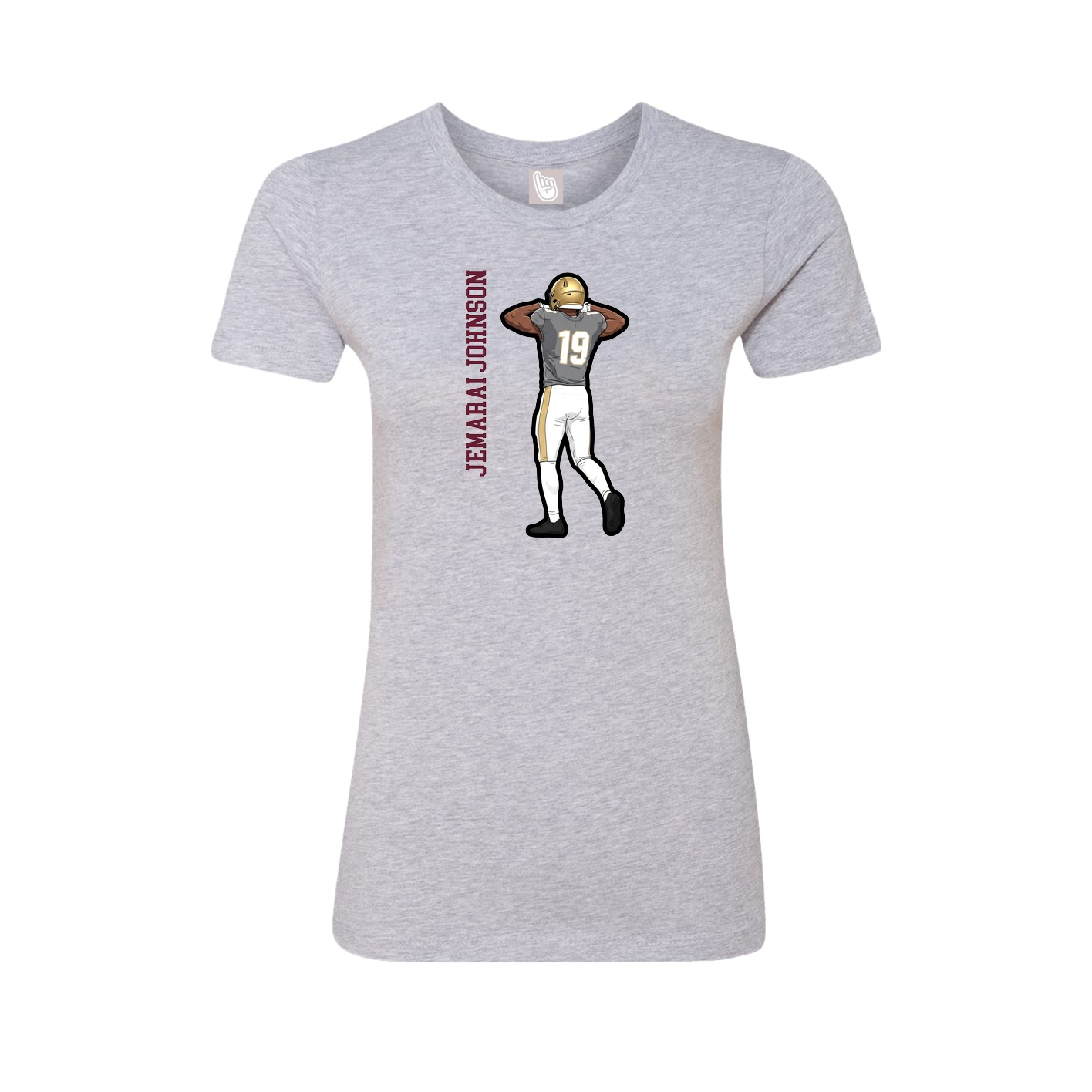 Womens Tee — Name Vertical in Grey