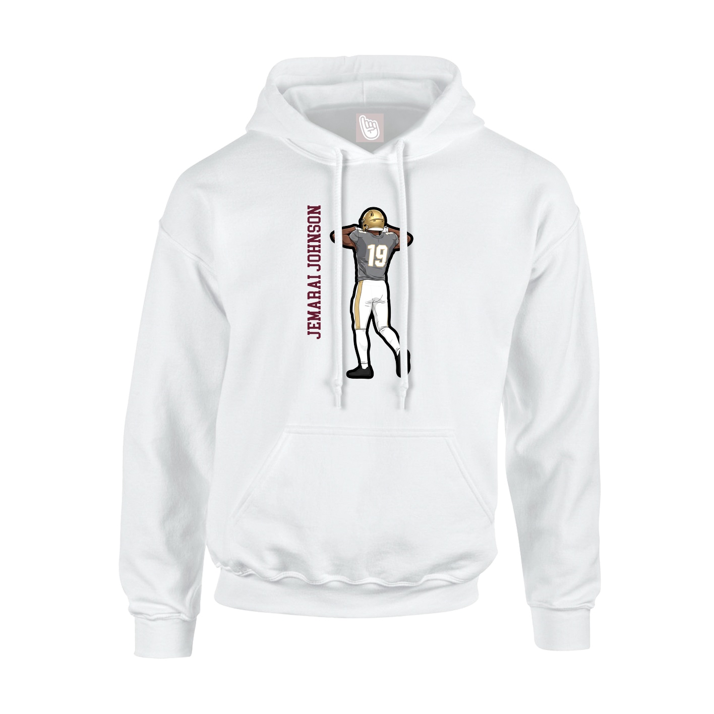Youth Hoodie — Name Vertical in White