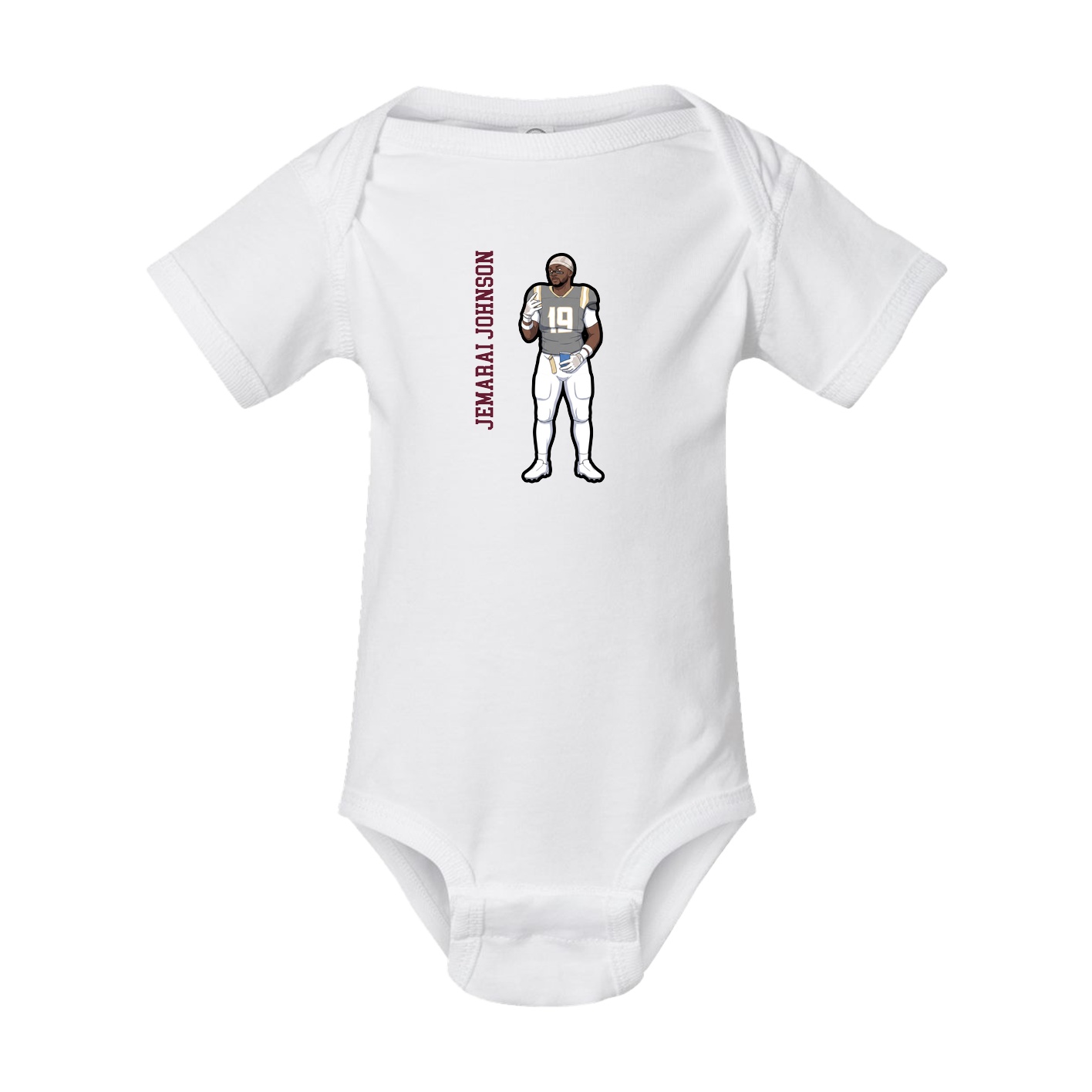 Baby Onesie — Name Vertical in White