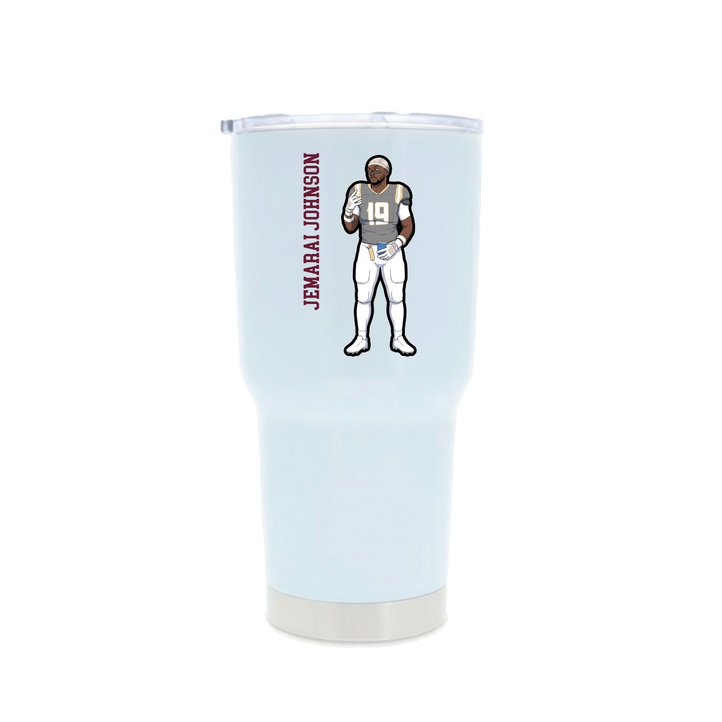 30oz Stainless Steel Tumbler — Name Vertical in White