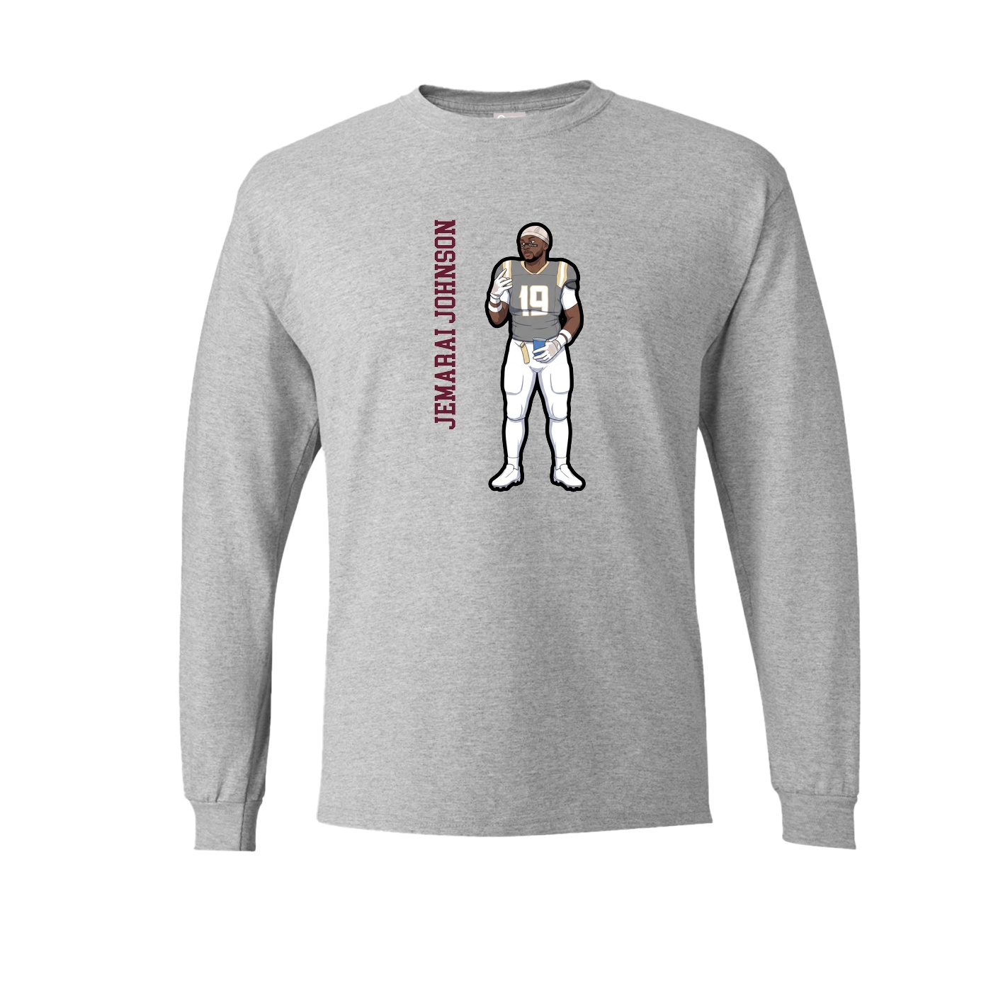 Long Sleeve Tee — Name Vertical in Grey