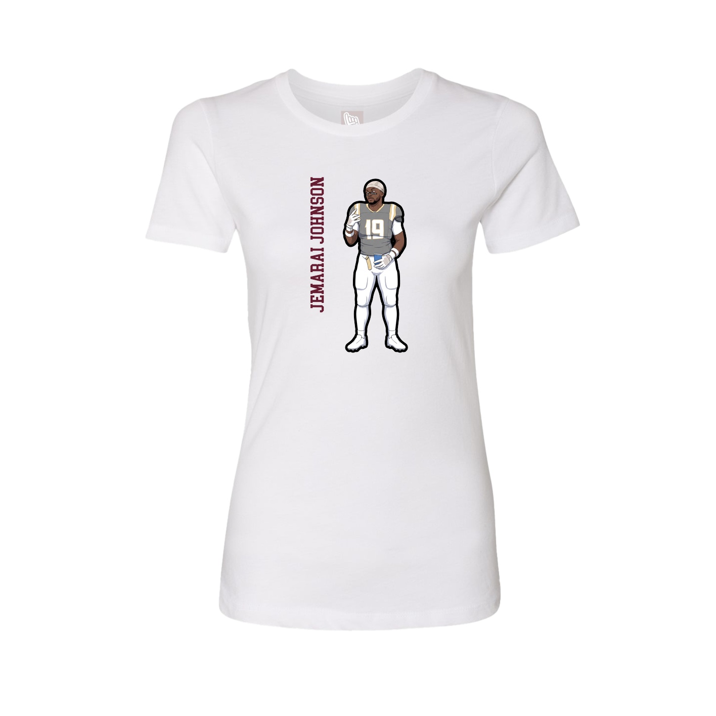 Womens Tee — Name Vertical in White