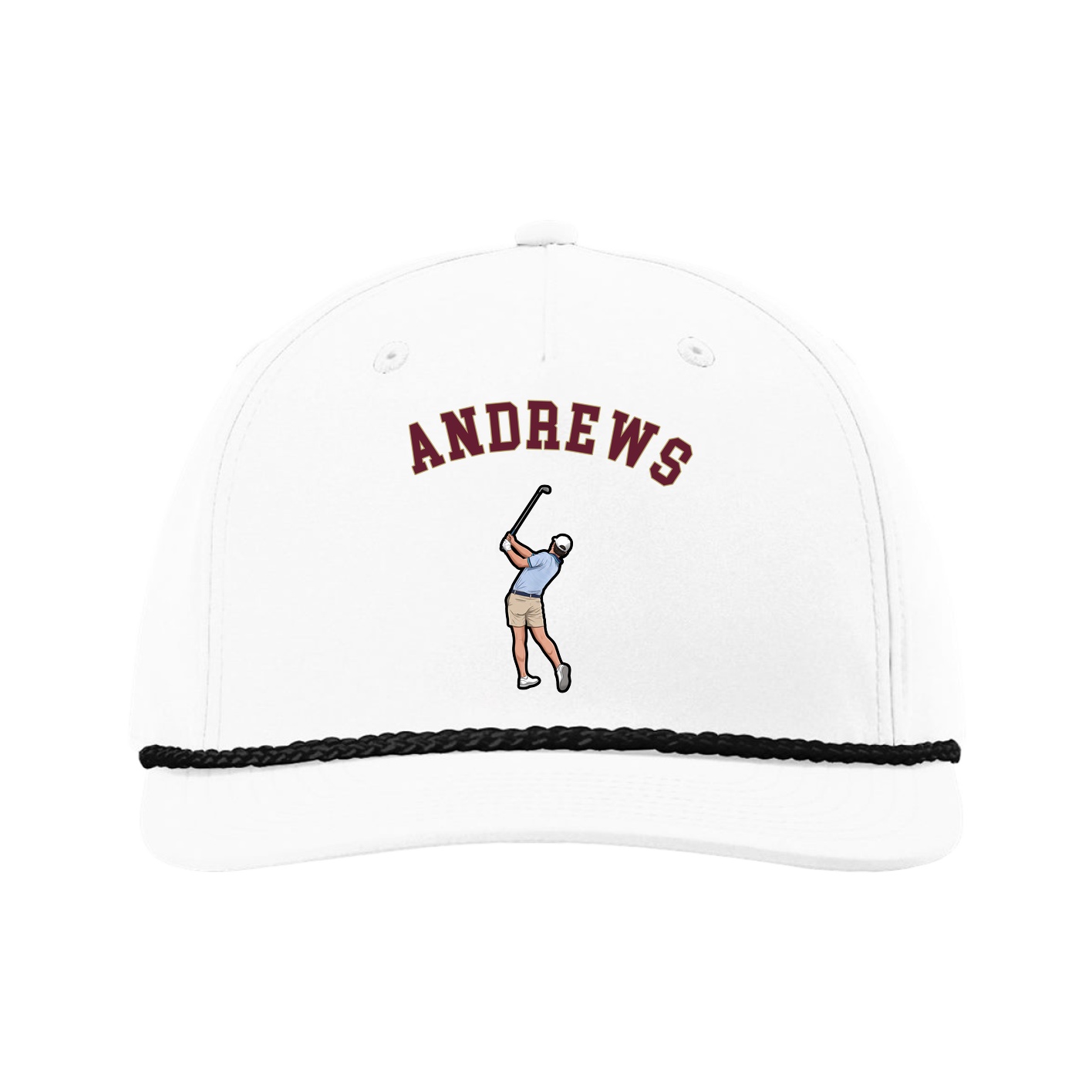 Five-Panel Classic Rope Cap — Shirsey Arch in White