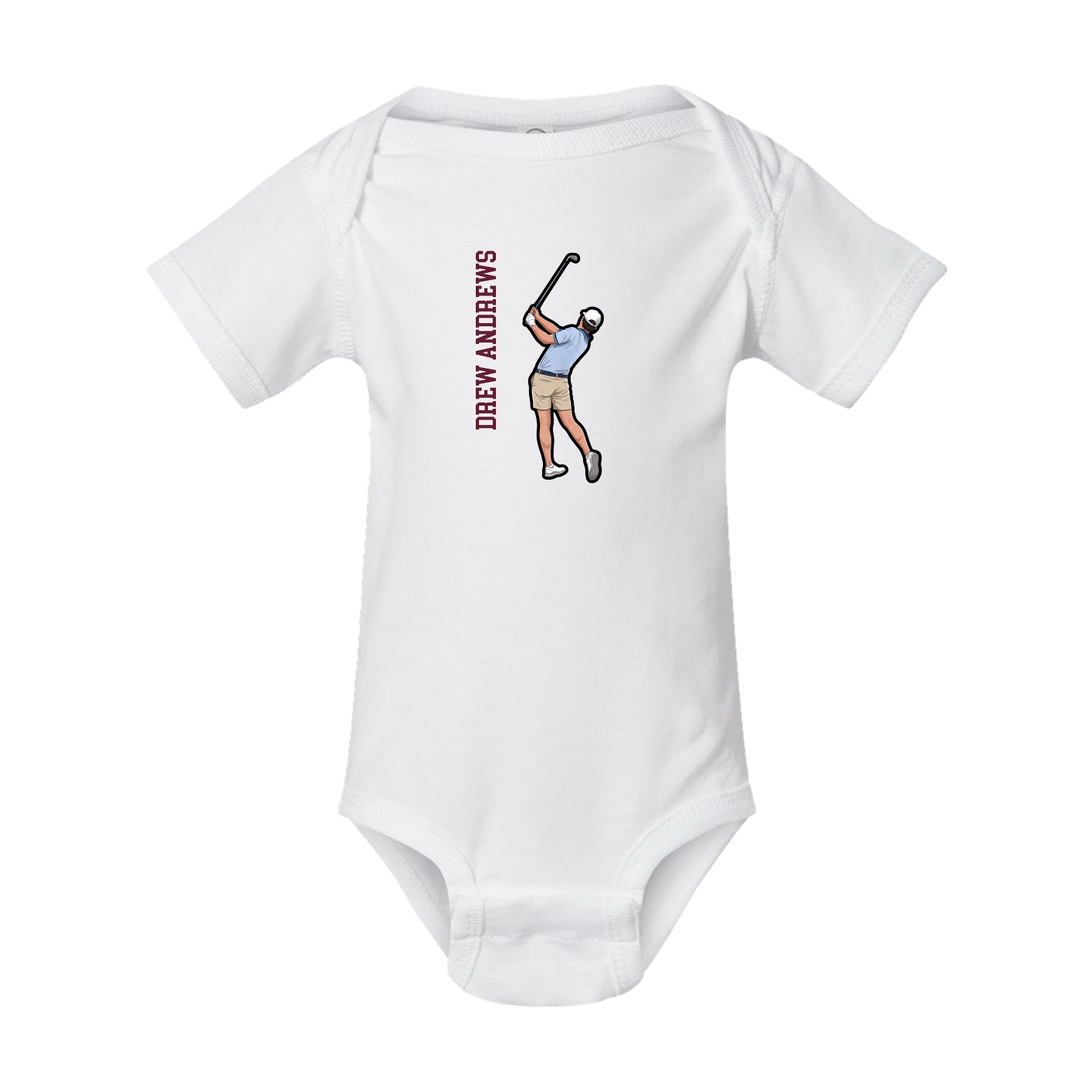 Baby Onesie — Name Vertical in White