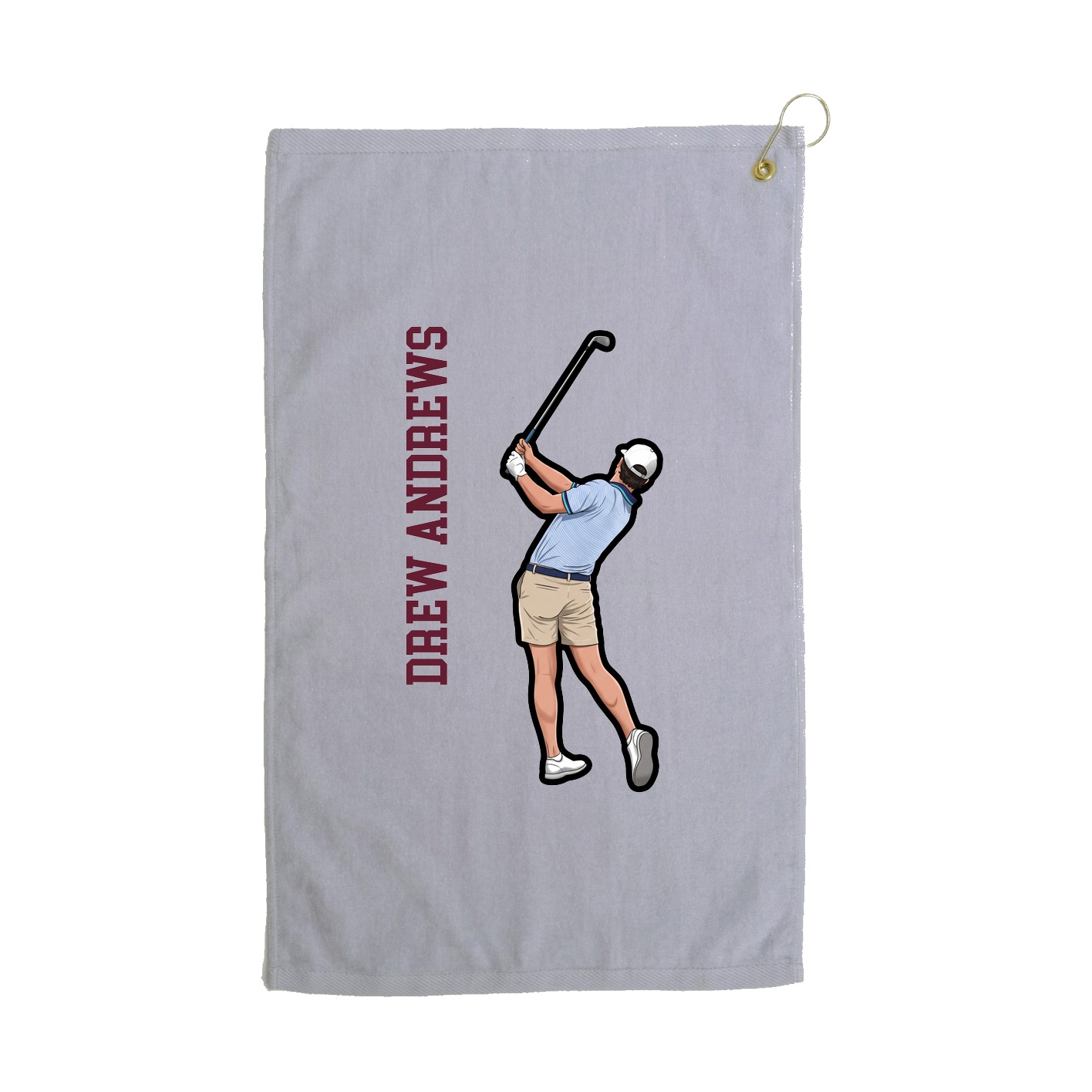 Golf Towel — Name Vertical in Grey