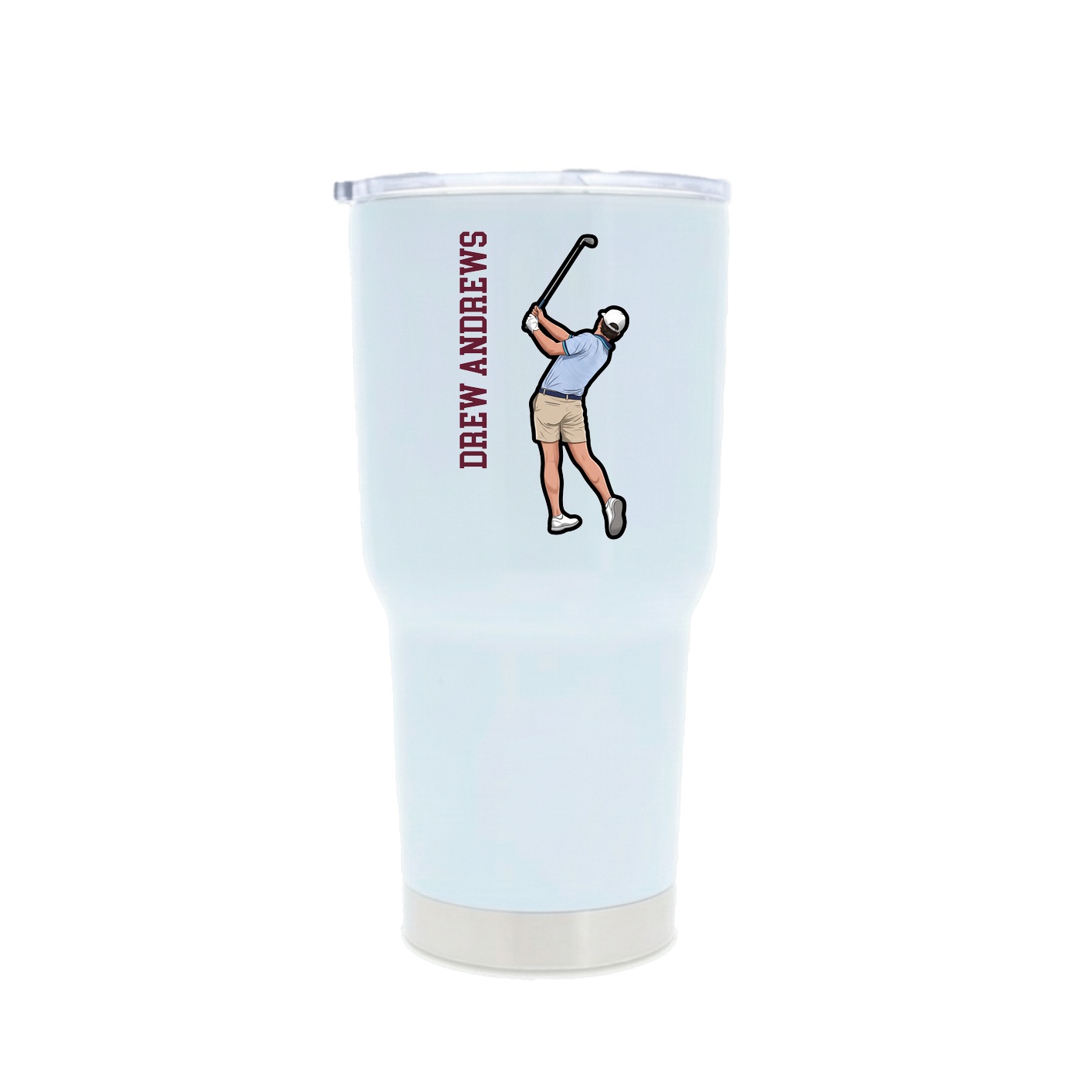 30oz Stainless Steel Tumbler — Name Vertical in White