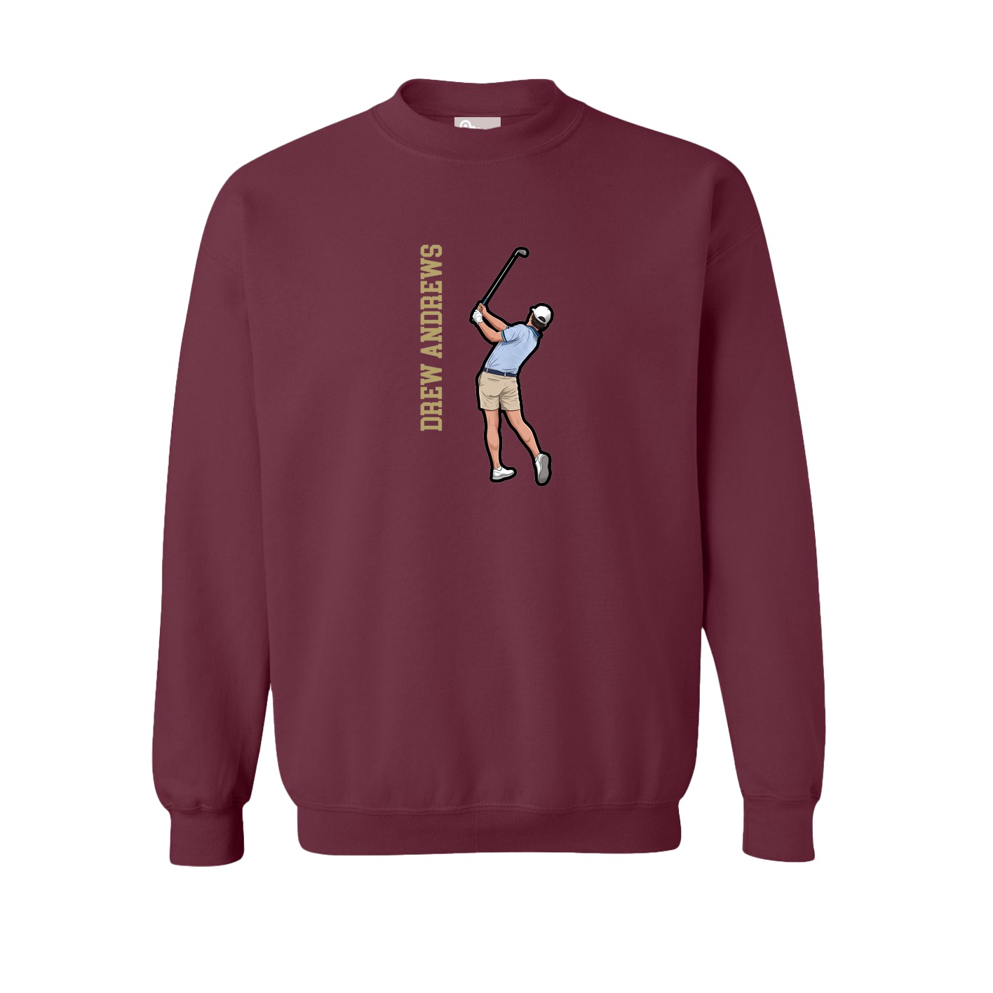 Fleece Crew — Name Vertical in Maroon