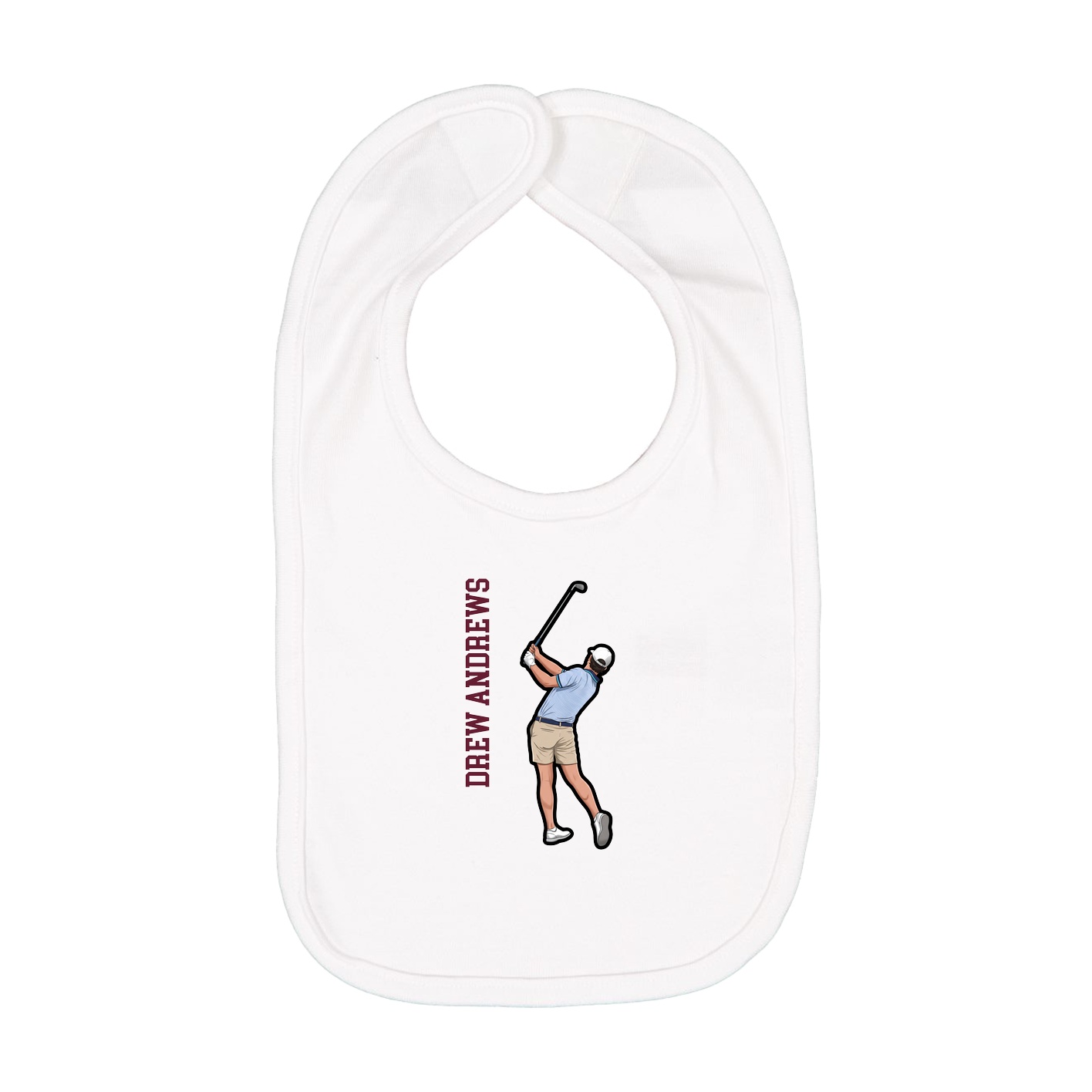 Infant Bib — Name Vertical in White