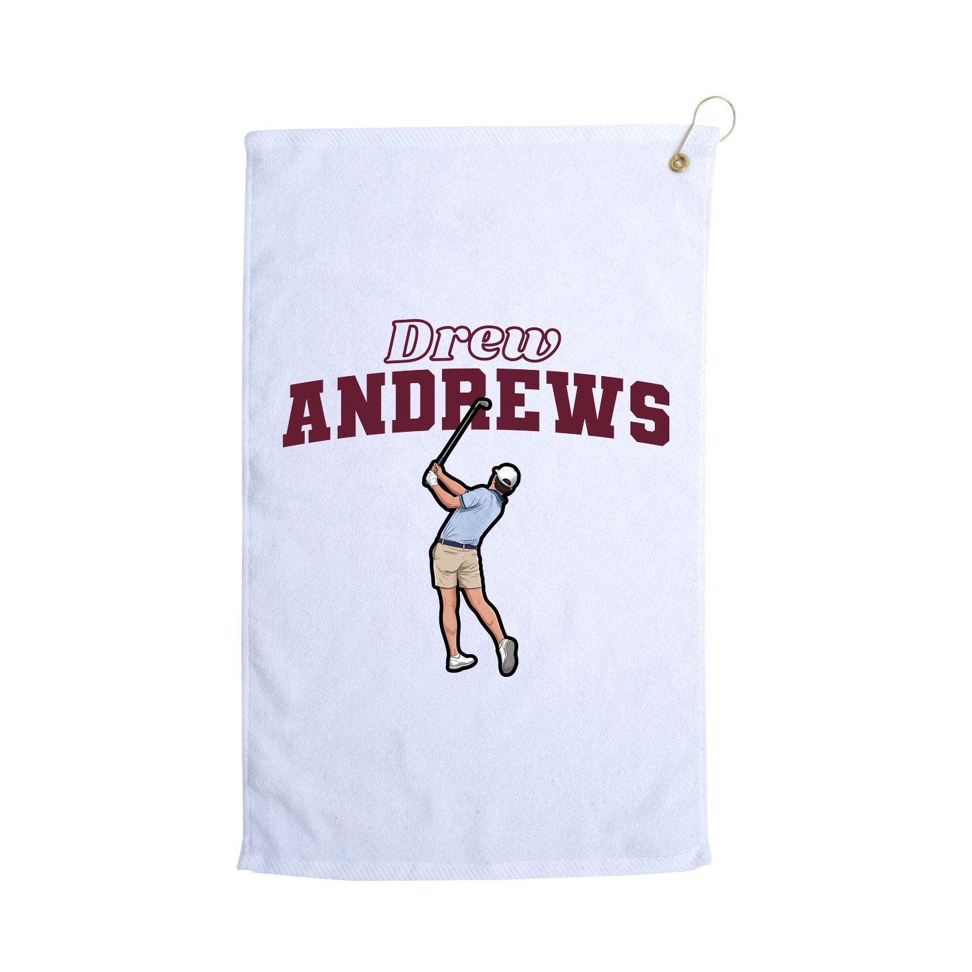 Golf Towel — Name Arch in White