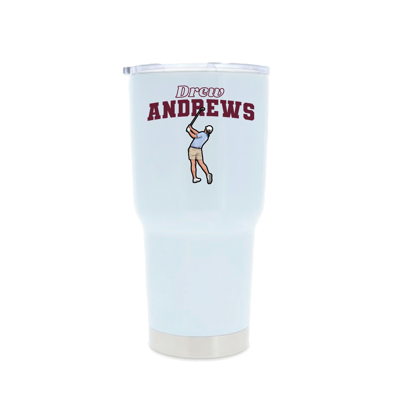 30oz Stainless Steel Tumbler — Name Arch in White