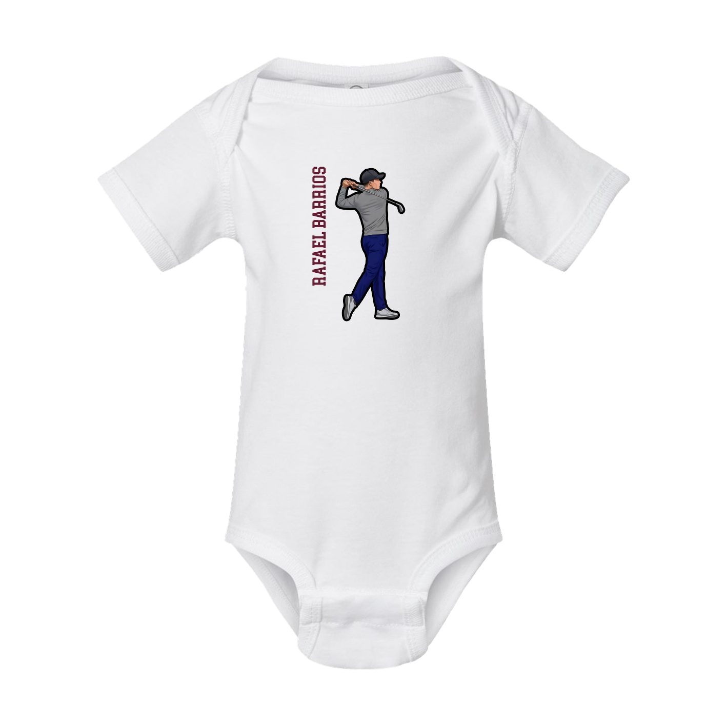 Baby Onesie — Name Vertical in White