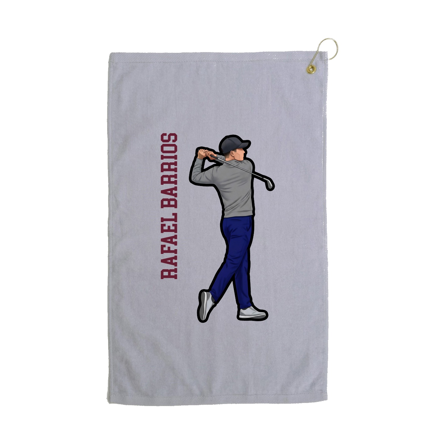 Golf Towel — Name Vertical in Grey