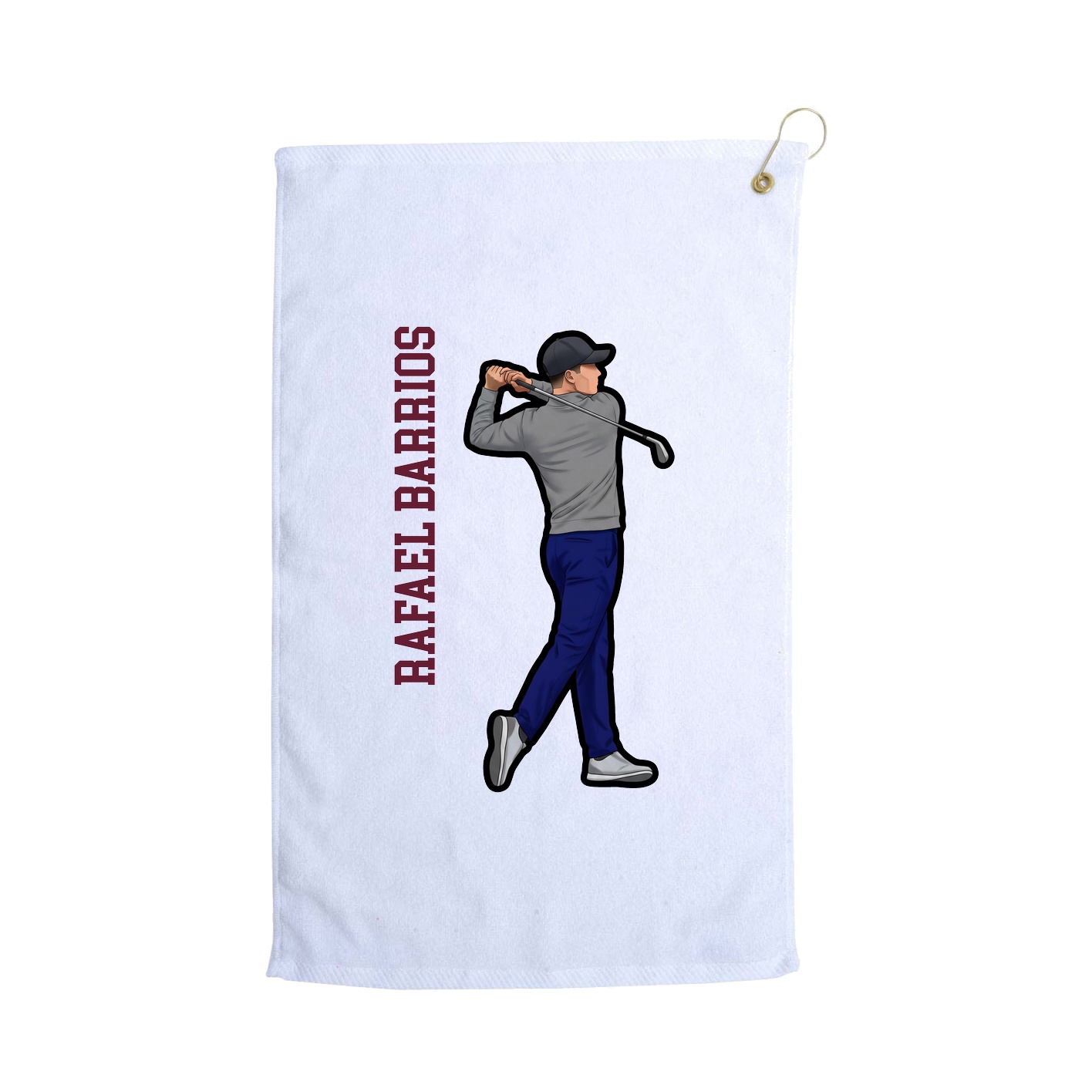 Golf Towel — Name Vertical in White