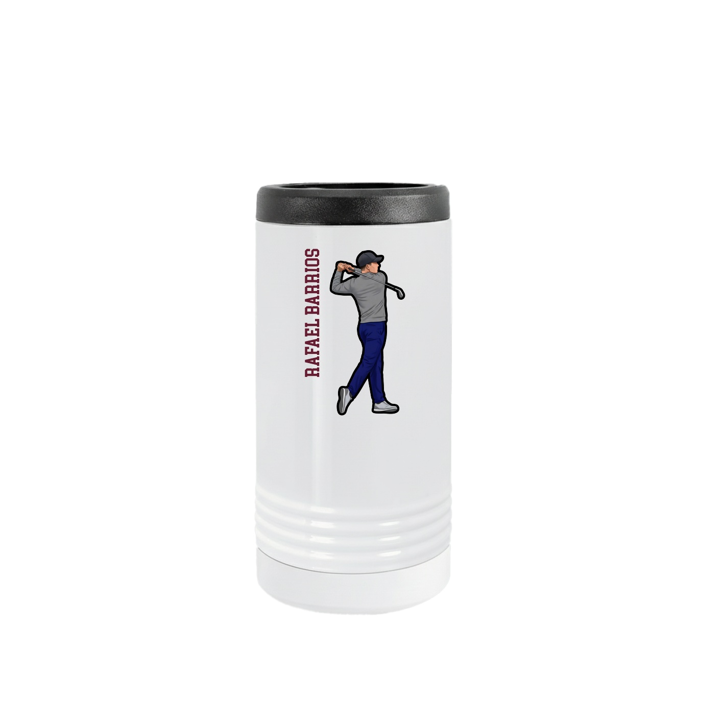 Slim Beverage Holder — Name Vertical in White