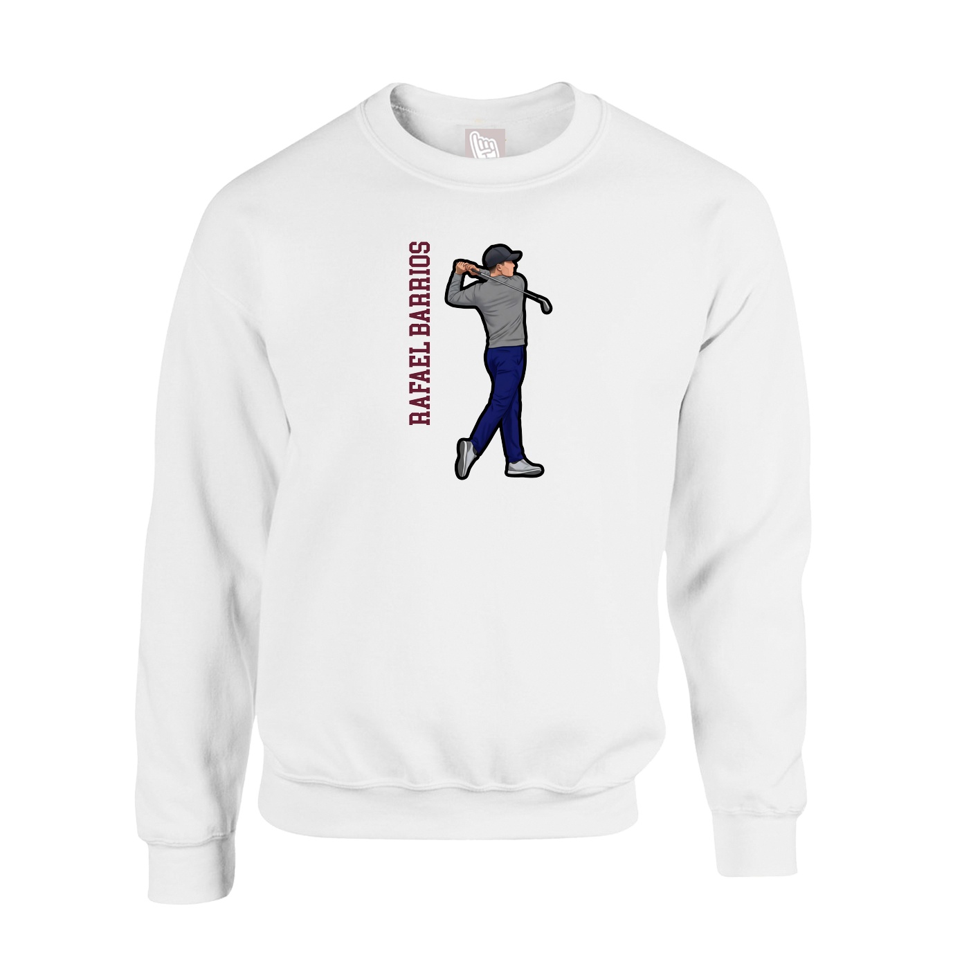 Fleece Crew — Name Vertical in White