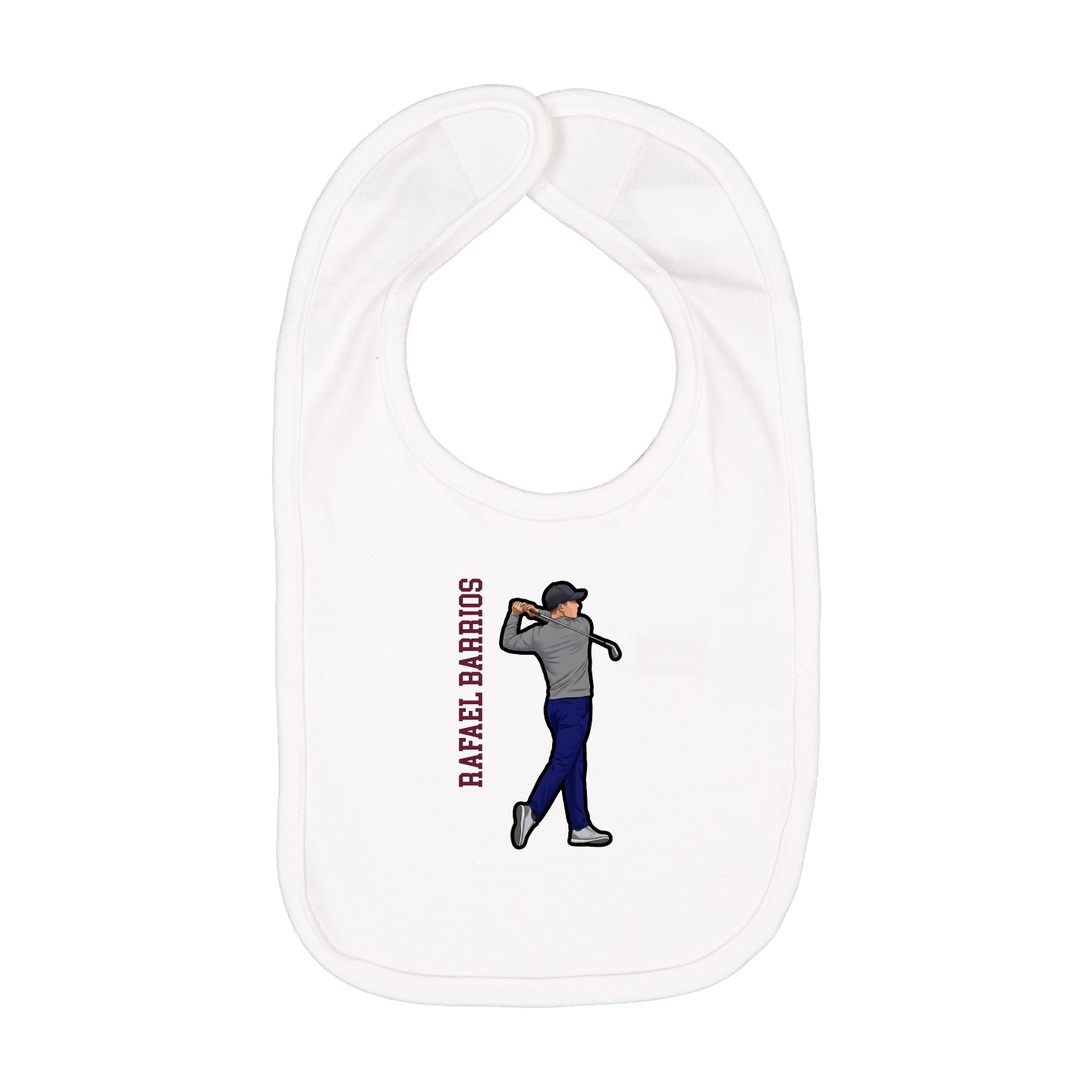 Infant Bib — Name Vertical in White