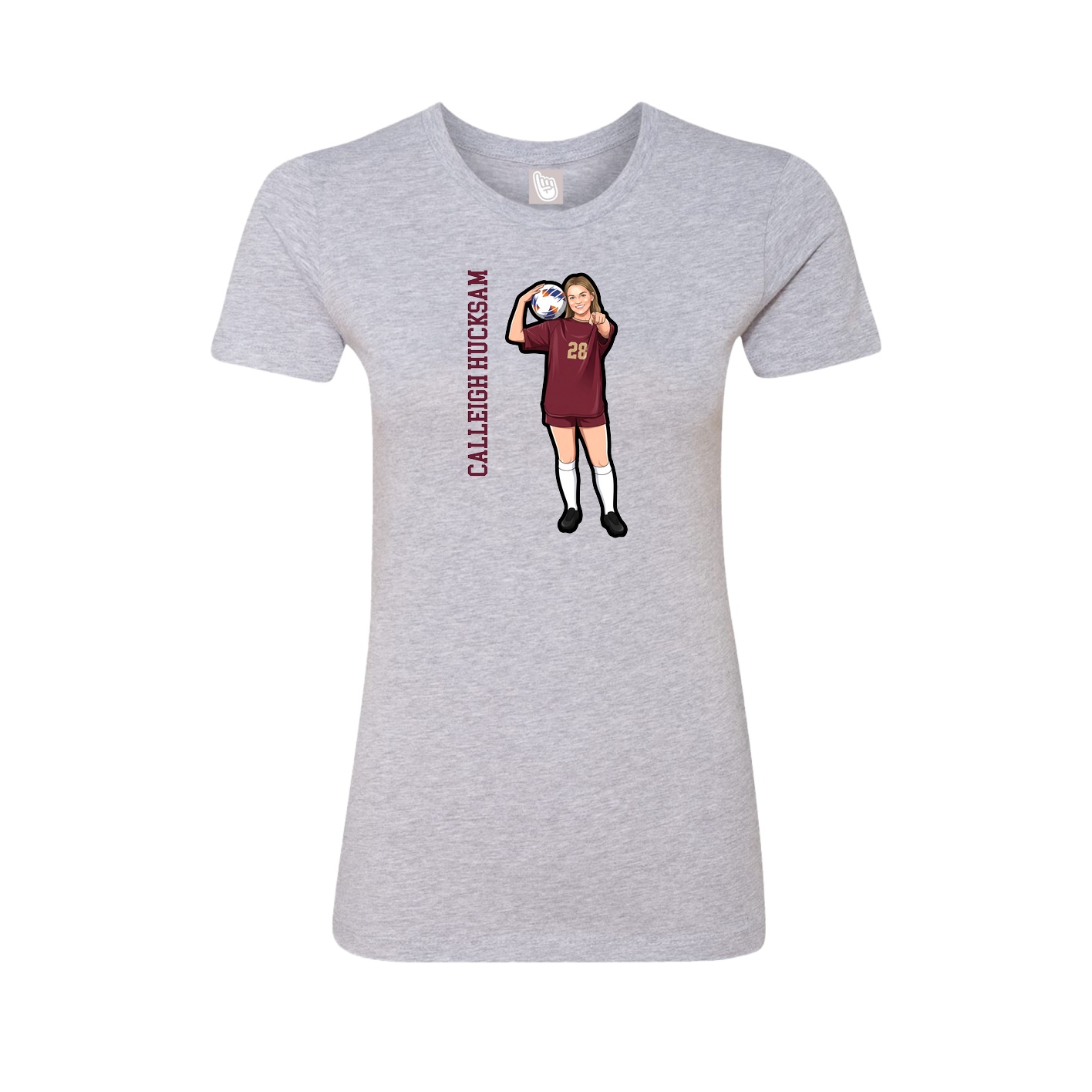 Fitted Women's Tee — Name Vertical in Grey