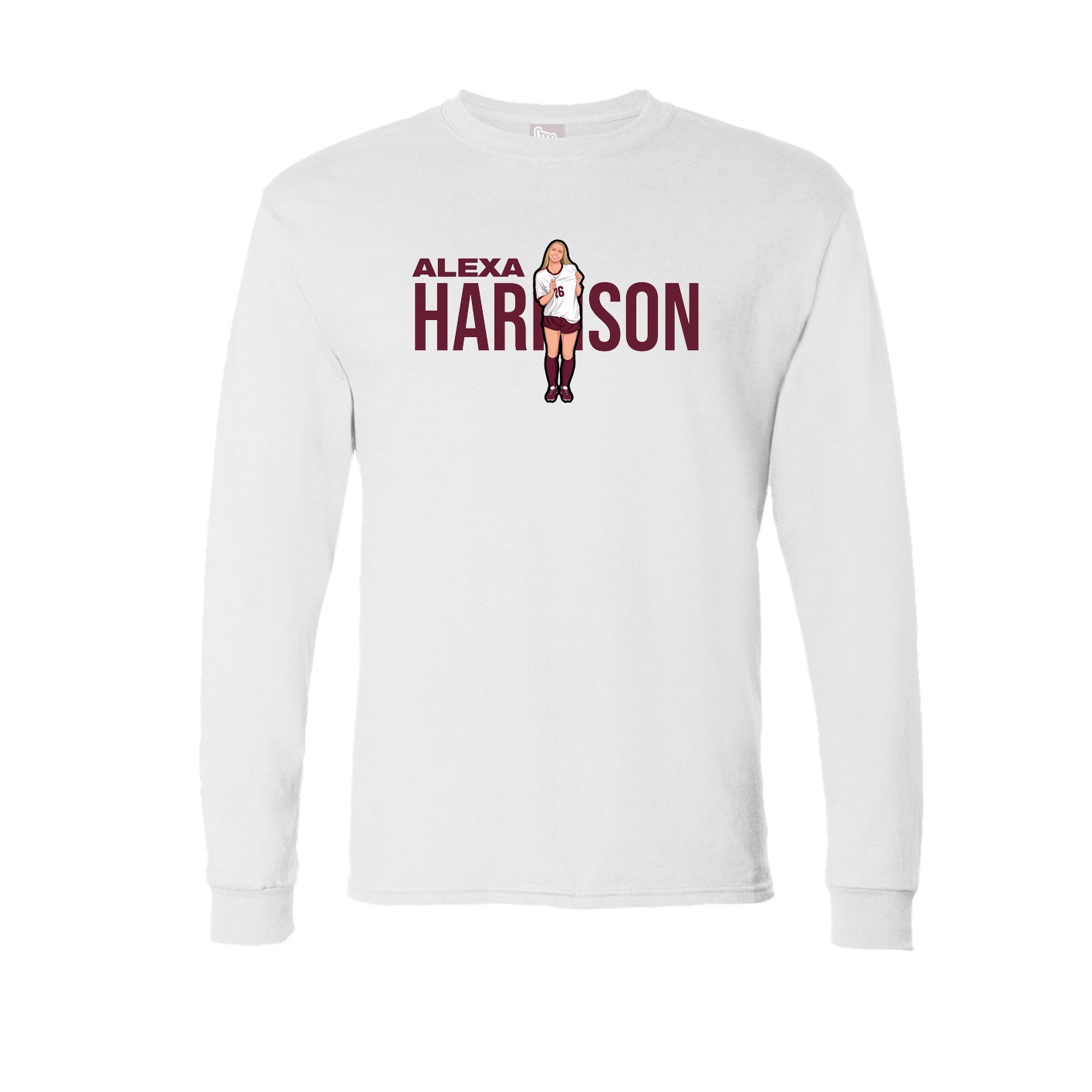 Long Sleeve Tee — Player Name in White