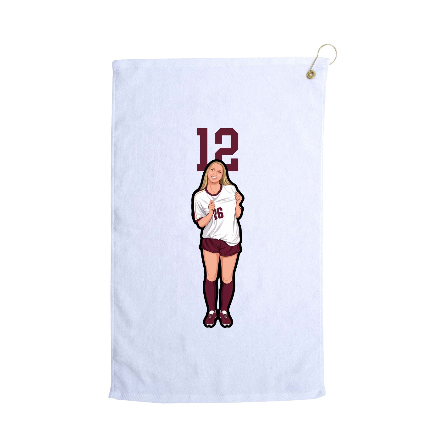 Golf Towel — Number Top in White