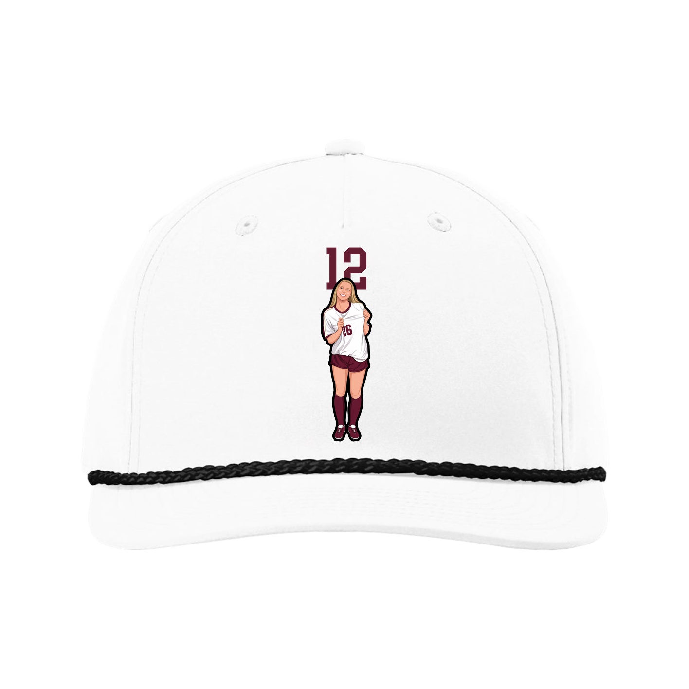 Five-Panel Classic Rope Cap — Number Top in White