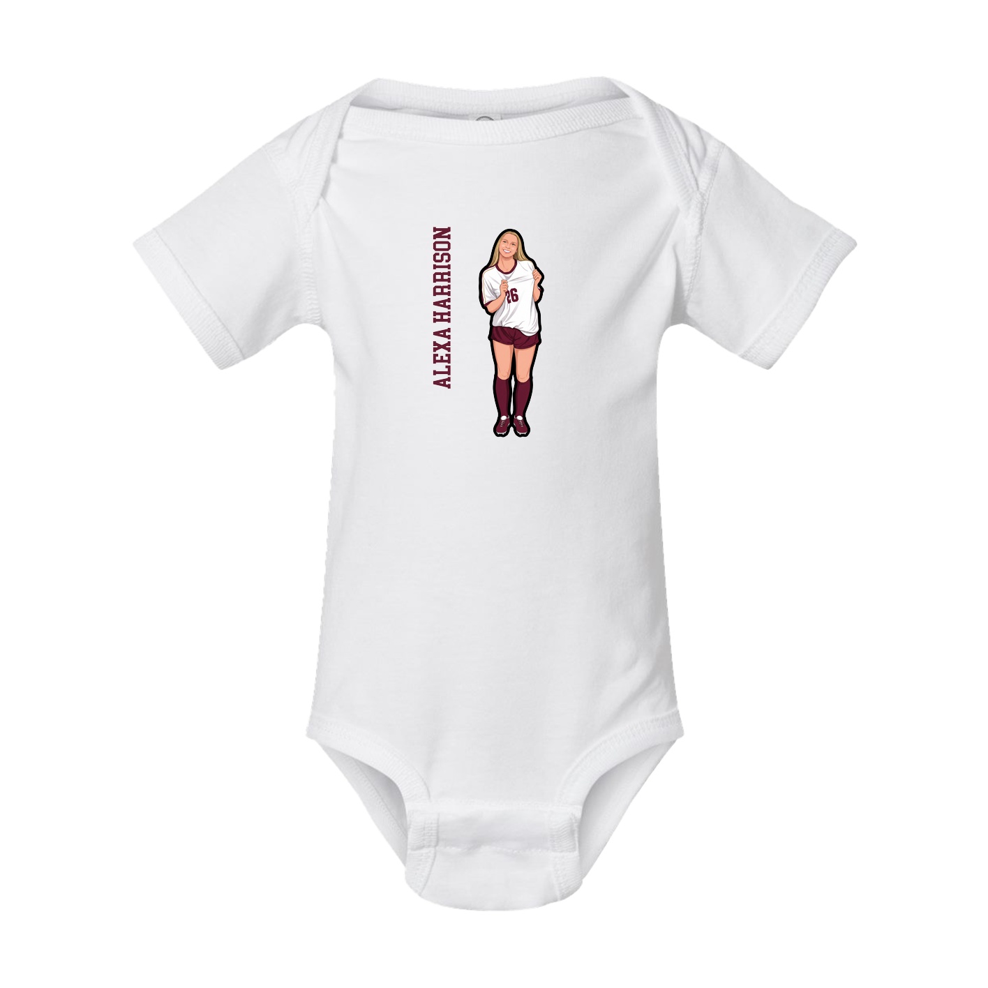 Baby Onesie — Name Vertical in White