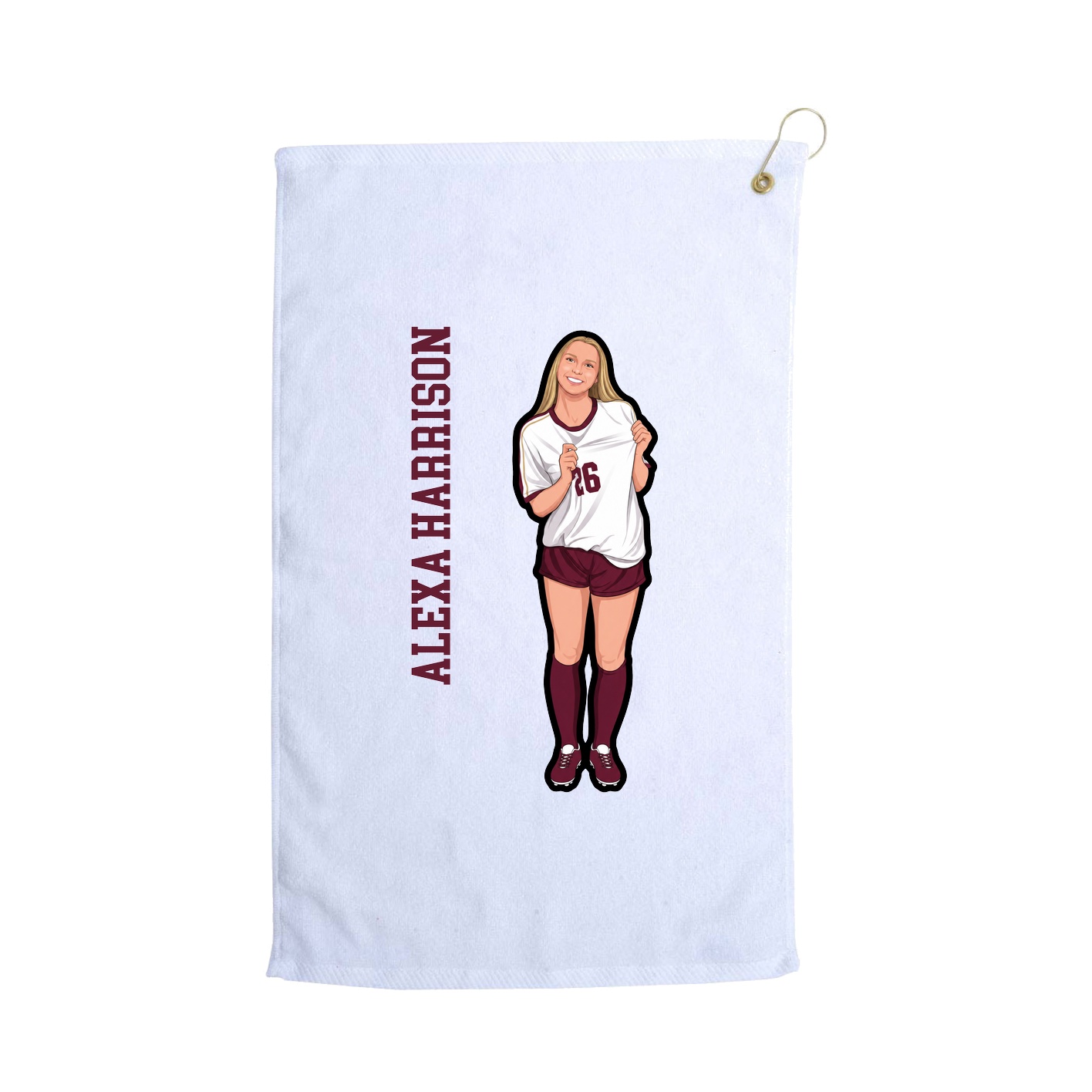 Golf Towel — Name Vertical in White