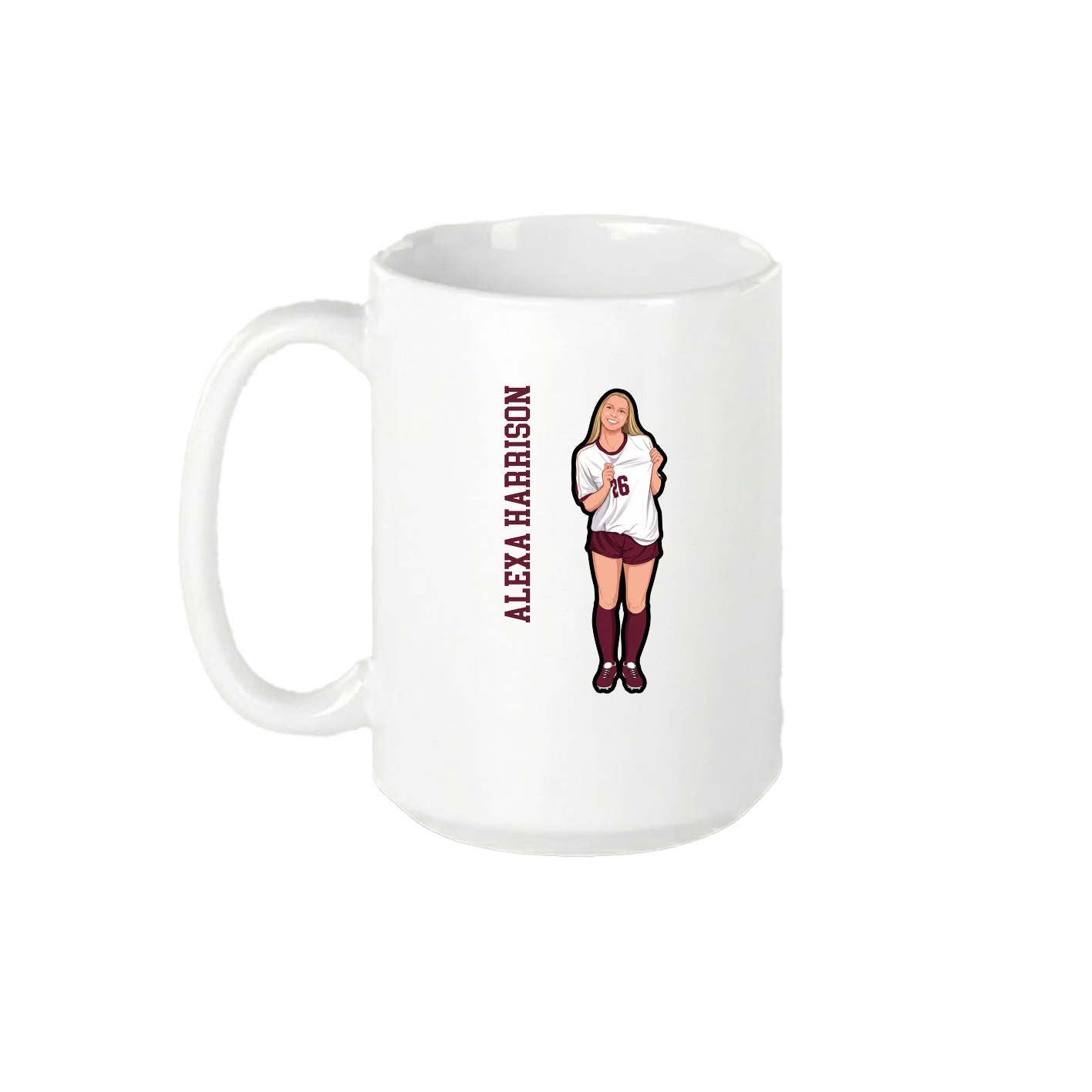 15oz Coffee Mug — Name Vertical in White