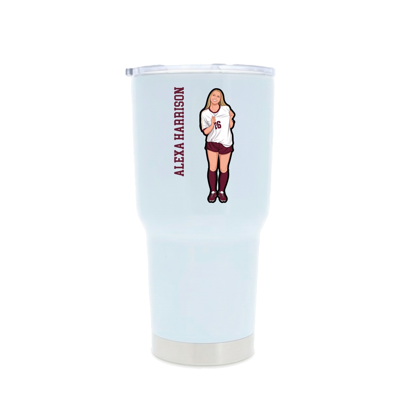 30oz Stainless Steel Tumbler — Name Vertical in White