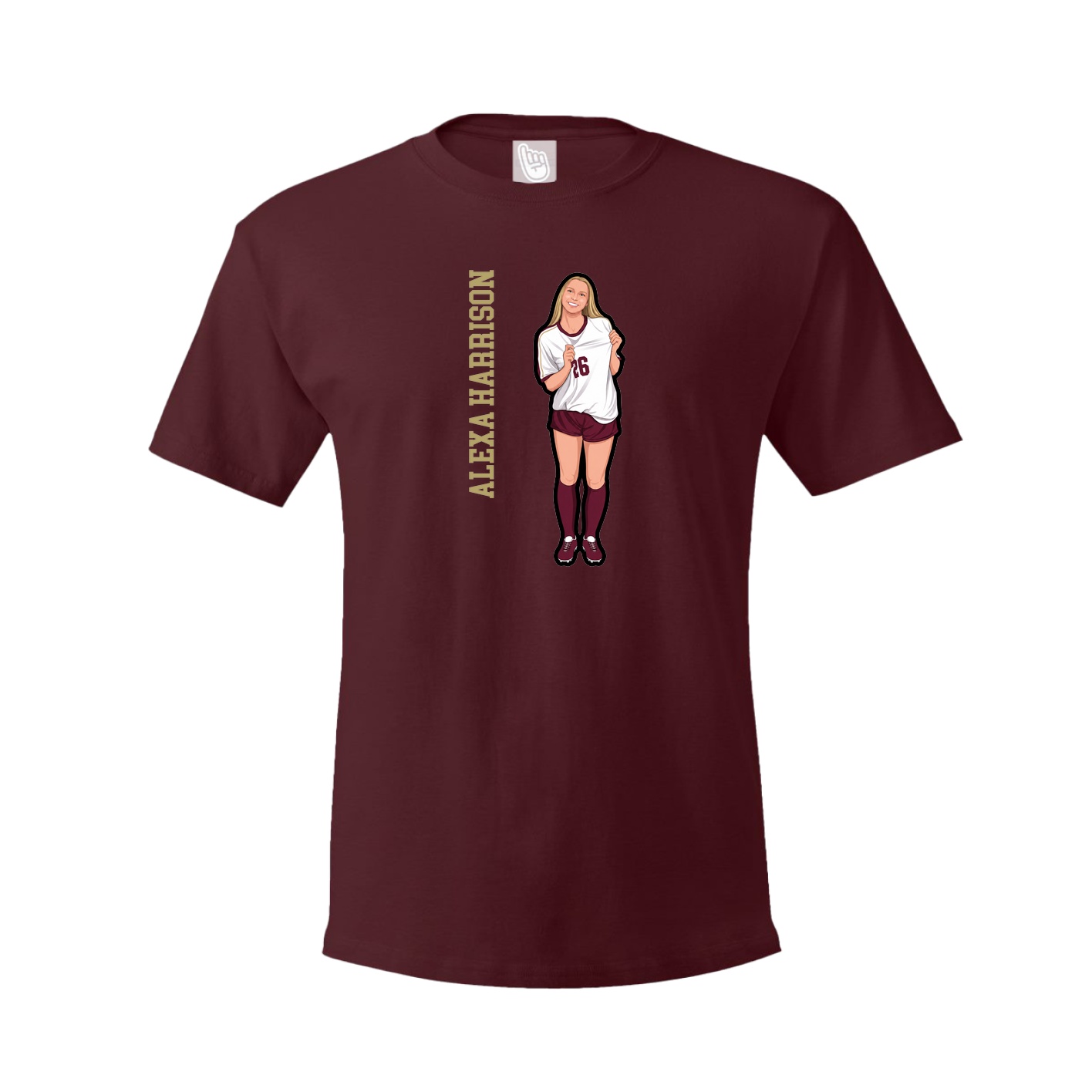 Youth Tee — Name Vertical in Maroon