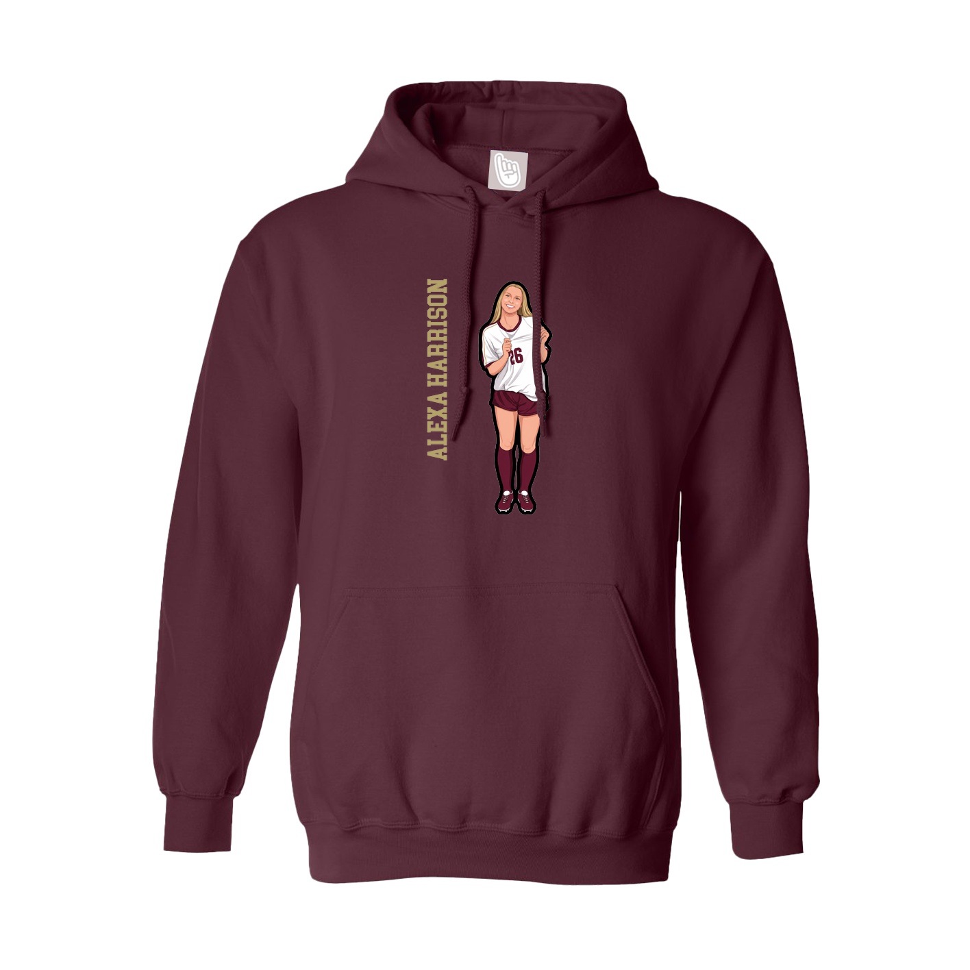 Hoodie — Name Vertical in Maroon