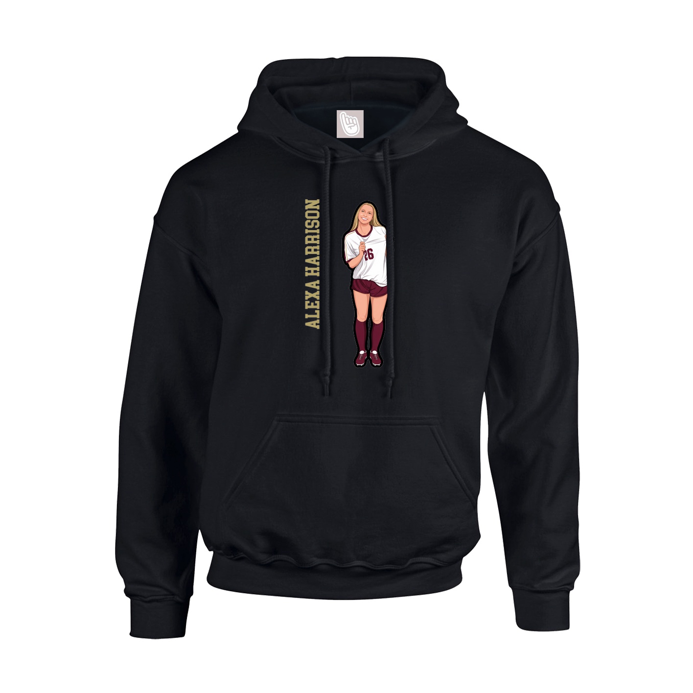 Youth Hoodie — Name Vertical in Black