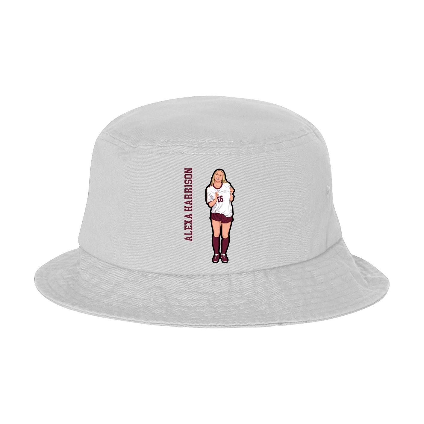 Bucket Cap — Name Vertical in White