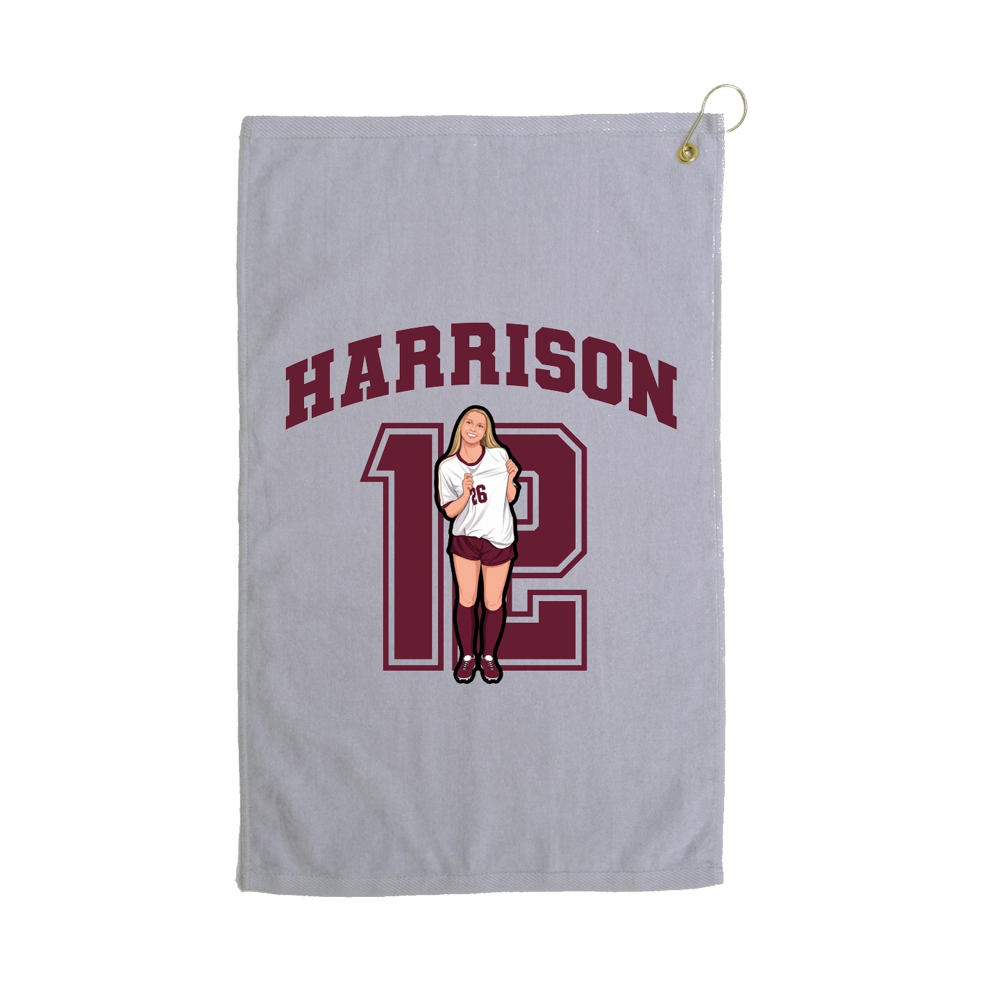Golf Towel — Number in Grey