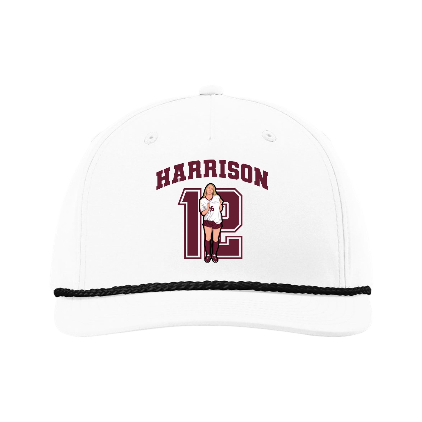 Five-Panel Classic Rope Cap — Number in White