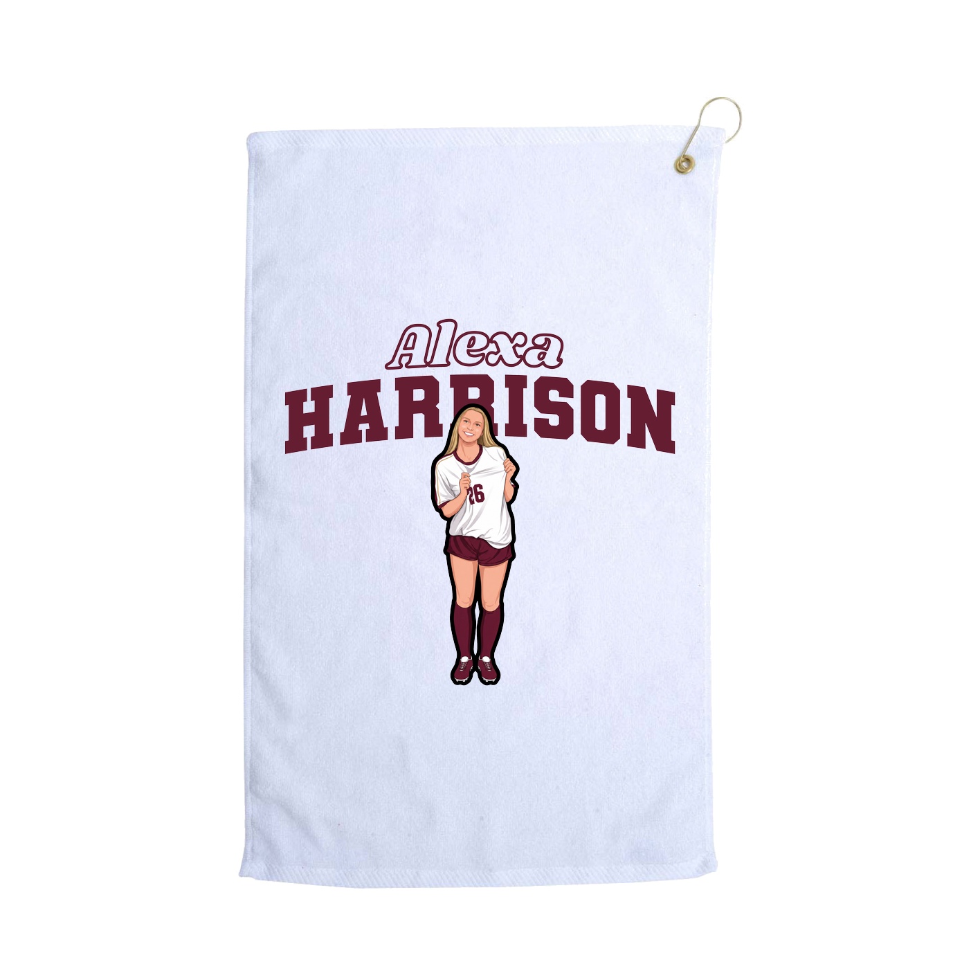Golf Towel — Name Arch in White